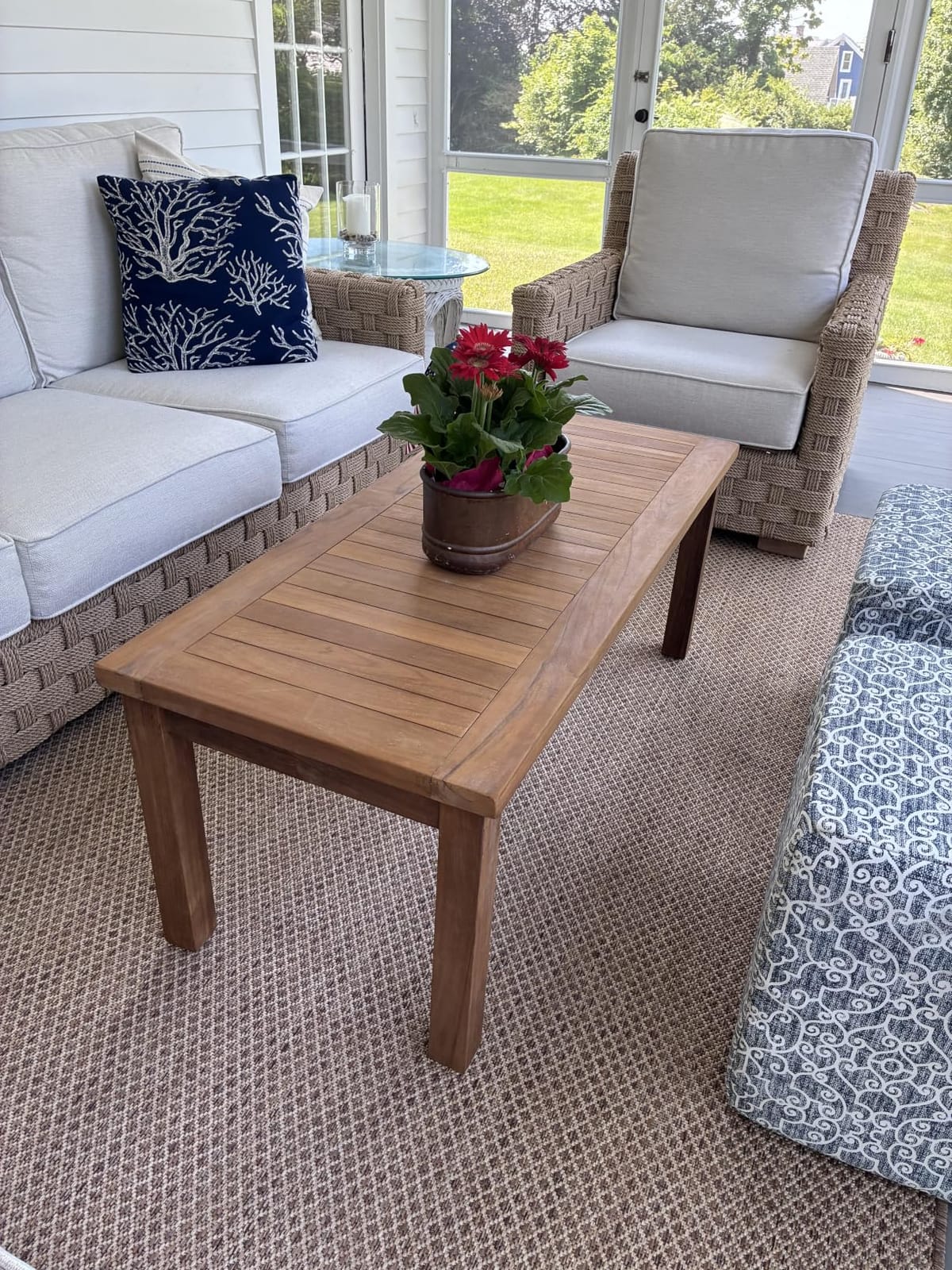 Sunnydaze Outdoor Patio Coffee Table, Solid Teak Wood, 45” W, Rectangular customer photo 1