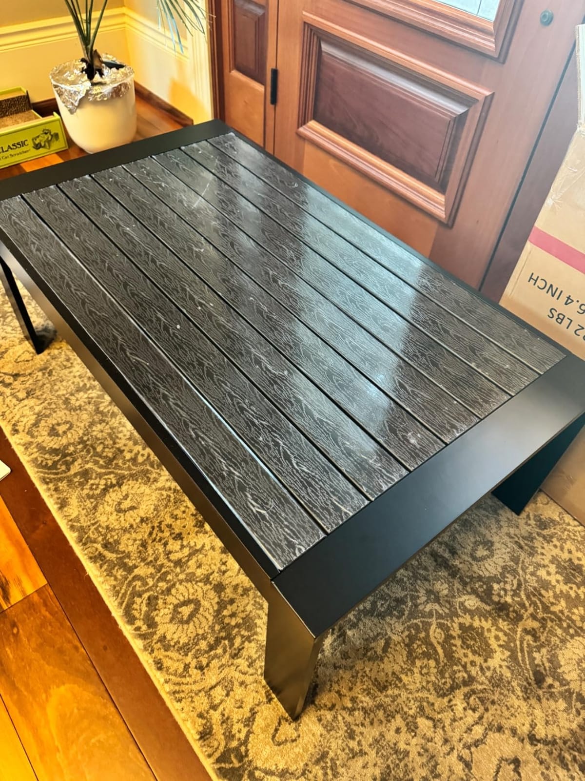 Solaste Aluminum Outdoor Coffee Table, All-Weather Rectangle Metal Patio Coffee Table Furniture for Balcony, Garden, Indoor or Outdoor Use, Dark Grey customer photo 1