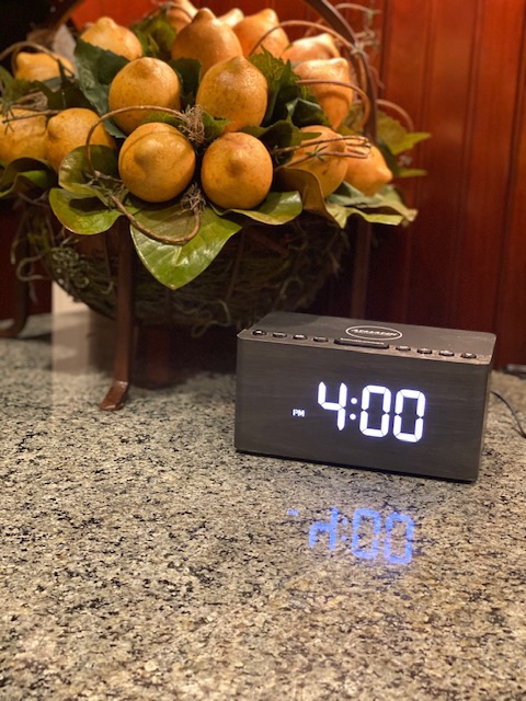 ANJANK Wooden Digital LED Alarm Clock FM Radio, Fast Wireless Charger Station for iPhone/Samsung Galaxy, 5 Level Dimmer, USB Charging Port, 9 Sounds, Sleep Timer for Bedroom, Bedside, Desk customer photo 2