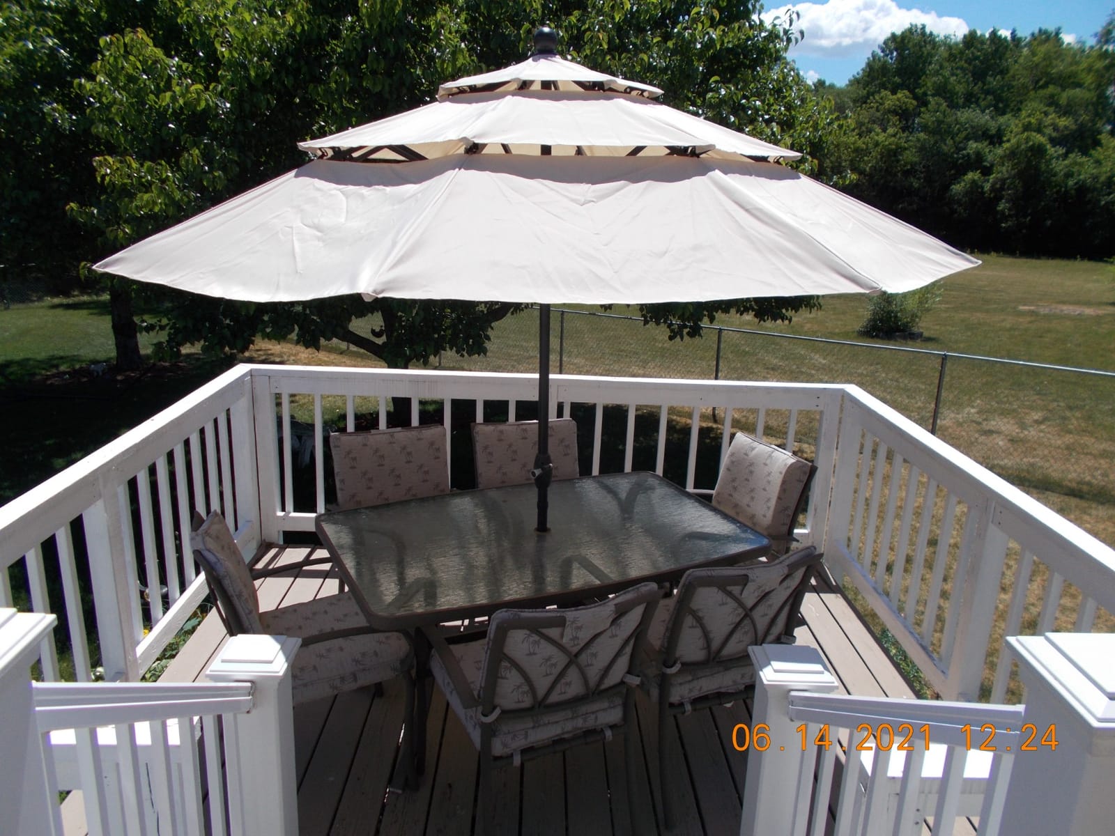Tangkula 10 Ft 3 Tier Patio Umbrella, Outdoor Aluminum Double Vented Tilt Umbrella with Crank, for Market, Backyard, Poolside, Garden (Turquoise) customer photo 1