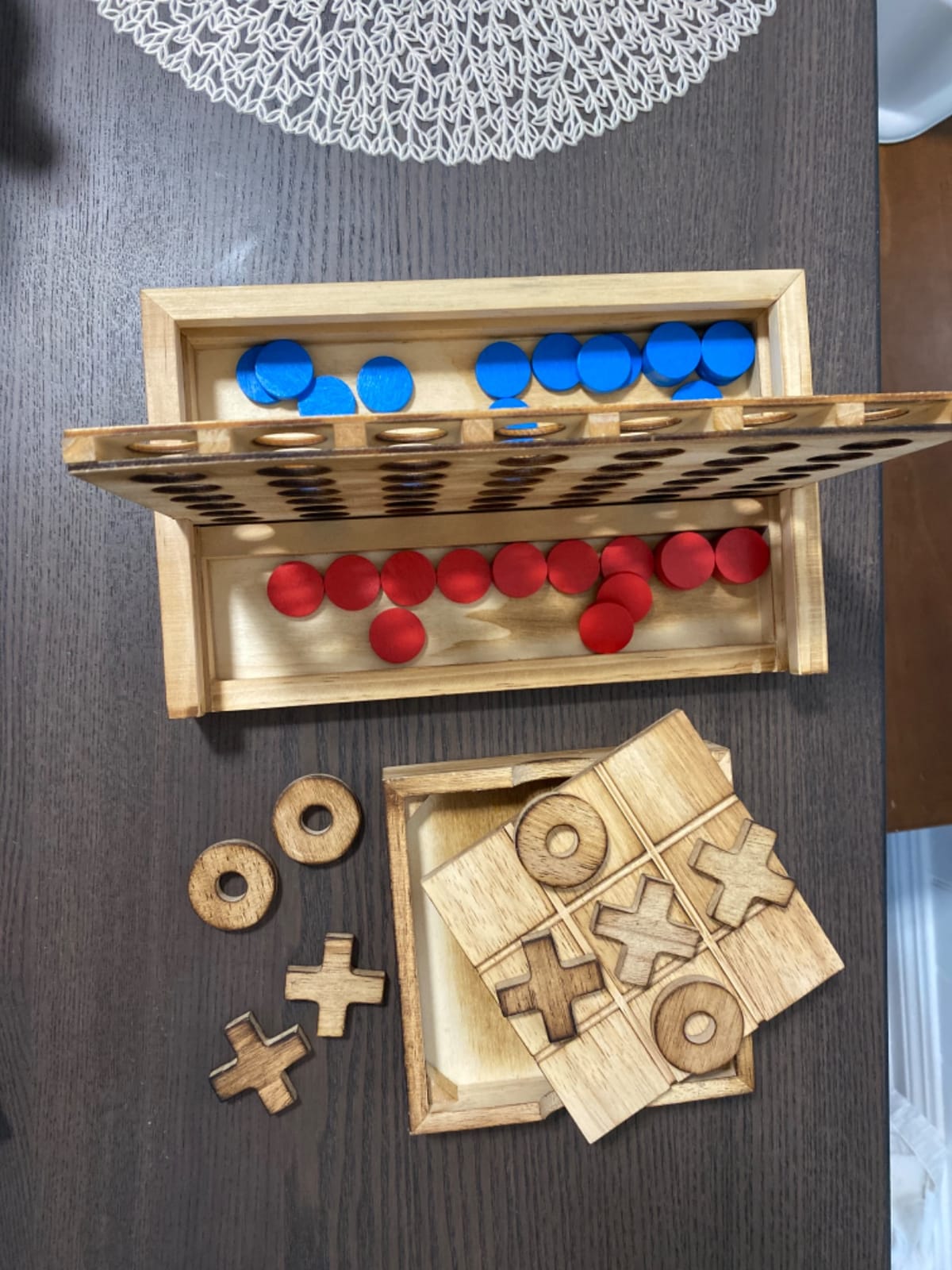 Glintoper Tic Tac Toe & 4 in a Row Tables Game Set, Classic Board Line Up 4 for Living Room Rustic Table Decor and Use as Game Top Wood Guest Room Decor Strategy Board Games for Families customer photo 1