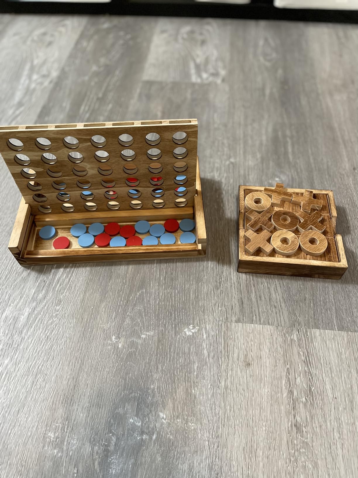 Glintoper Tic Tac Toe & 4 in a Row Tables Game Set, Classic Board Line Up 4 for Living Room Rustic Table Decor and Use as Game Top Wood Guest Room Decor Strategy Board Games for Families customer photo 2