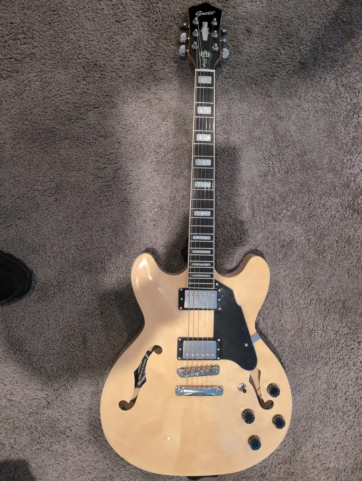 Grote Full Scale Electric Guitar Semi-Hollow Body Guitar Stainless Steel Frets (Vintage Sunburst) customer photo 2