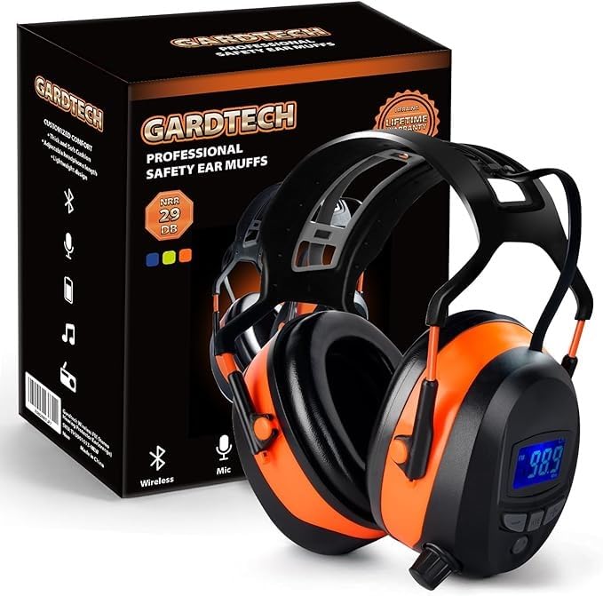 Gardtech Hearing Protection with Bluetooth, FM Radio Earmuffs, NRR 30dB Hearing Protection Headphones Noise Cancelling Headphones with MP3 for Mowing Lawn Work, Rechargeable BL-5B Battery (Orange) customer photo 1