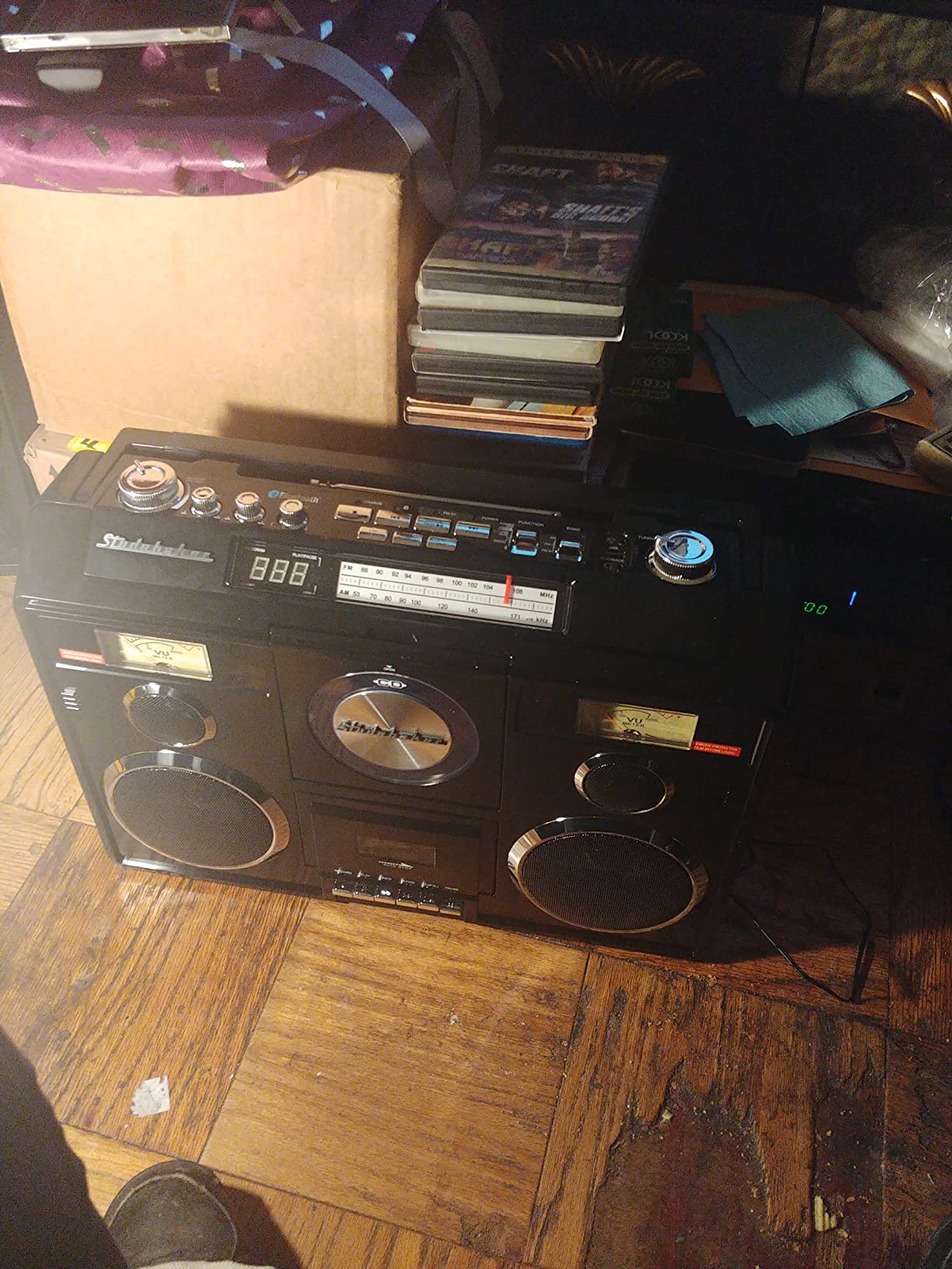 Studebaker Sound Station Portable Stereo Boombox with Bluetooth/CD/AM-FM Radio/Cassette Recorder (Silver) customer photo 1