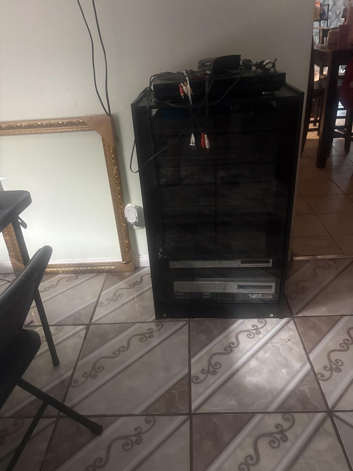 HOMCOM Media Cabinet 4-Tier Stereo Cabinet with Glass Door Black customer photo 1