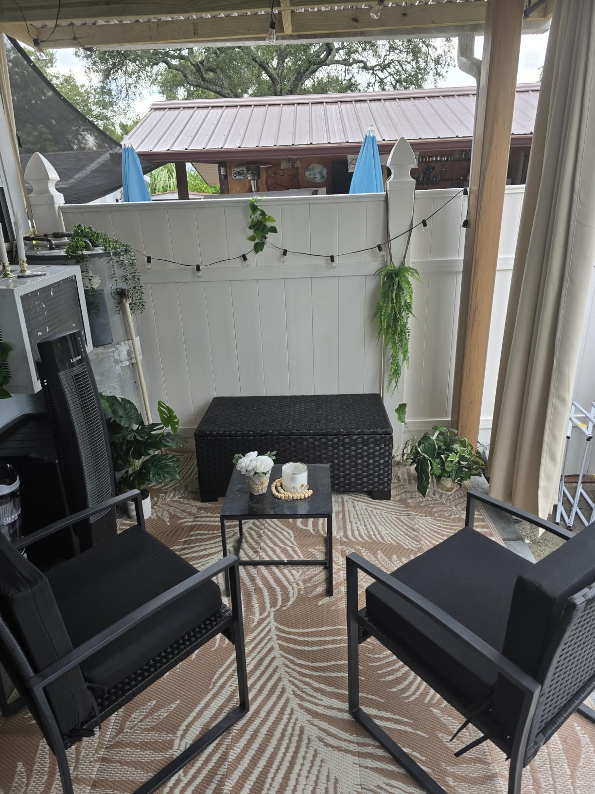 Rattaner Patio Coffee Table with Storage Wicker Outdoor Coffee Table and All-Weather Wicker Side Table with Waterproof Cover, Black customer photo 2