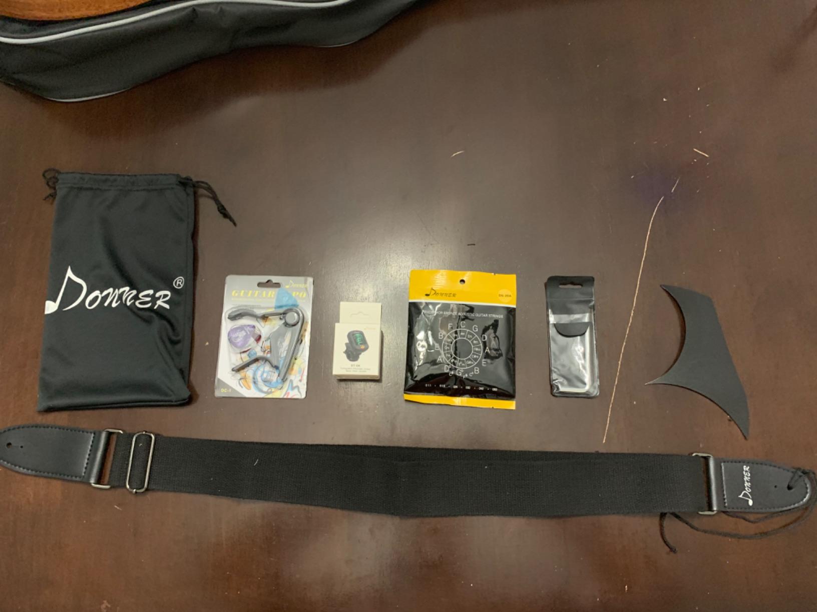 Donner Acoustic Guitar for Beginner Adult 40 Inch Cutaway Acustica Guitarra Bundle Kit with Pickup Online Lesson Bag Tuner Capo Strap Mini Jumbo Travel Teen Right Hand Black Brown DAJ-110CD customer photo 2