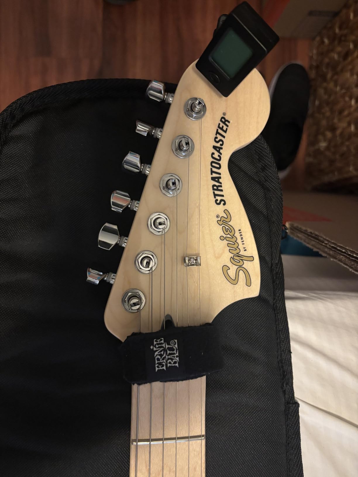 Squier Affinity Stratocaster Electric Guitar, Maple Fingerboard, Black | Ideal starter electric guitar, Fender-designed Strat pickups, slim C-shape neck, 2-year warranty, affordable Stratocaster customer photo 2