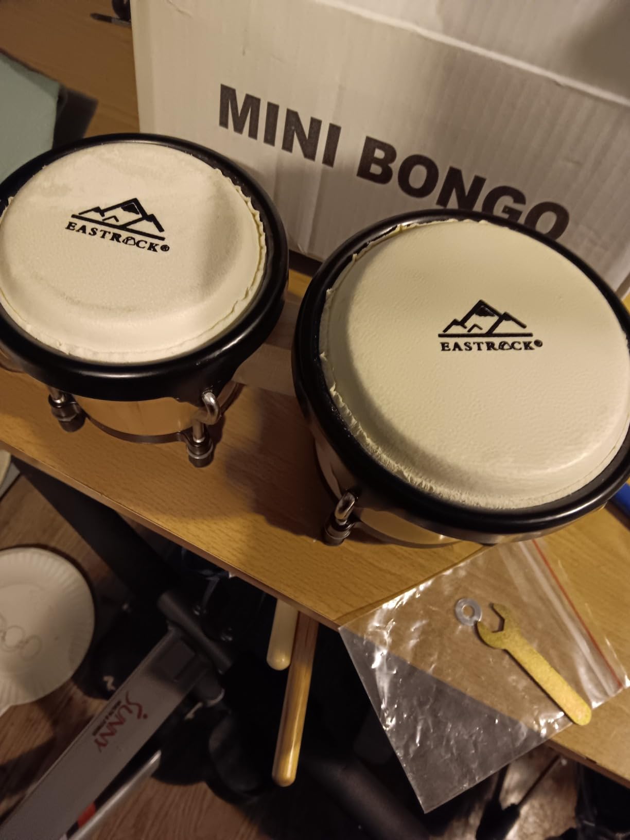 EastRock Bongo Drum 4” and 5” Set for Adults Beginners Professionals Tunable Wood and Metal Drum Percussion Instruments With Tuning Wrench customer photo 1