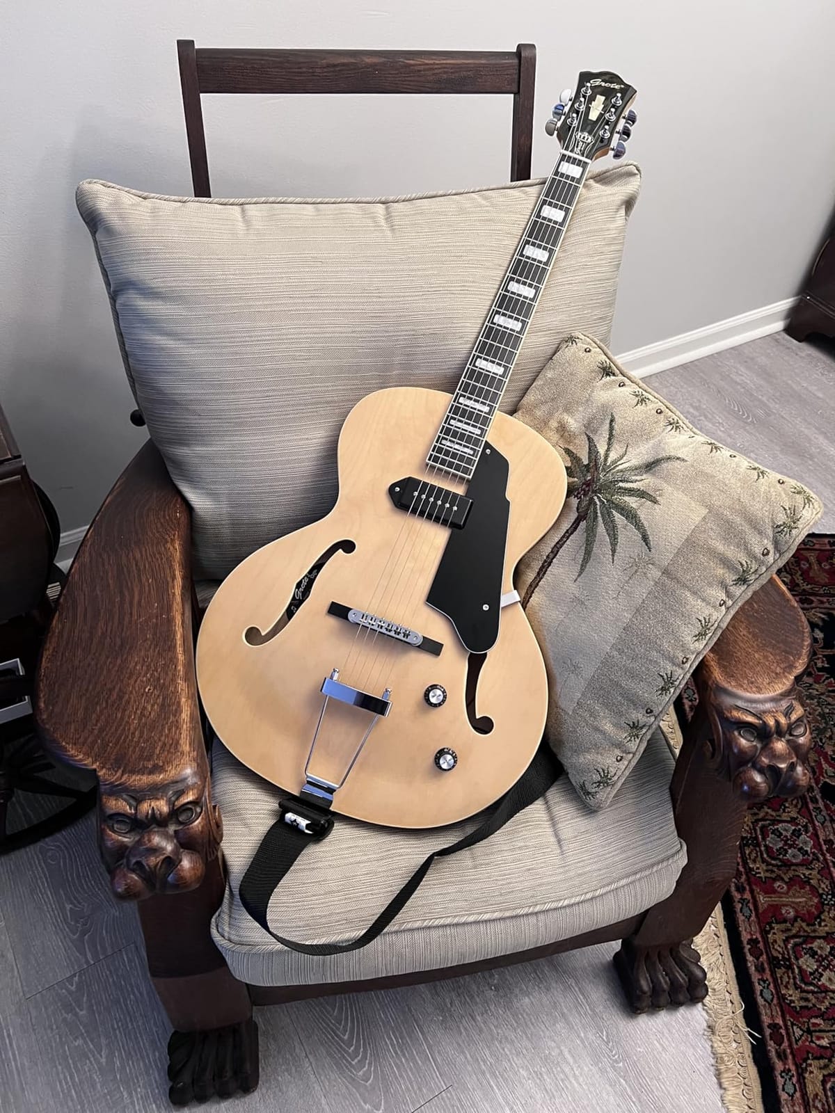 GROTE Jazz Electric Guitar Hollow Body Chrome Hardware P90 pickup (Vintage Sunburst) customer photo 1
