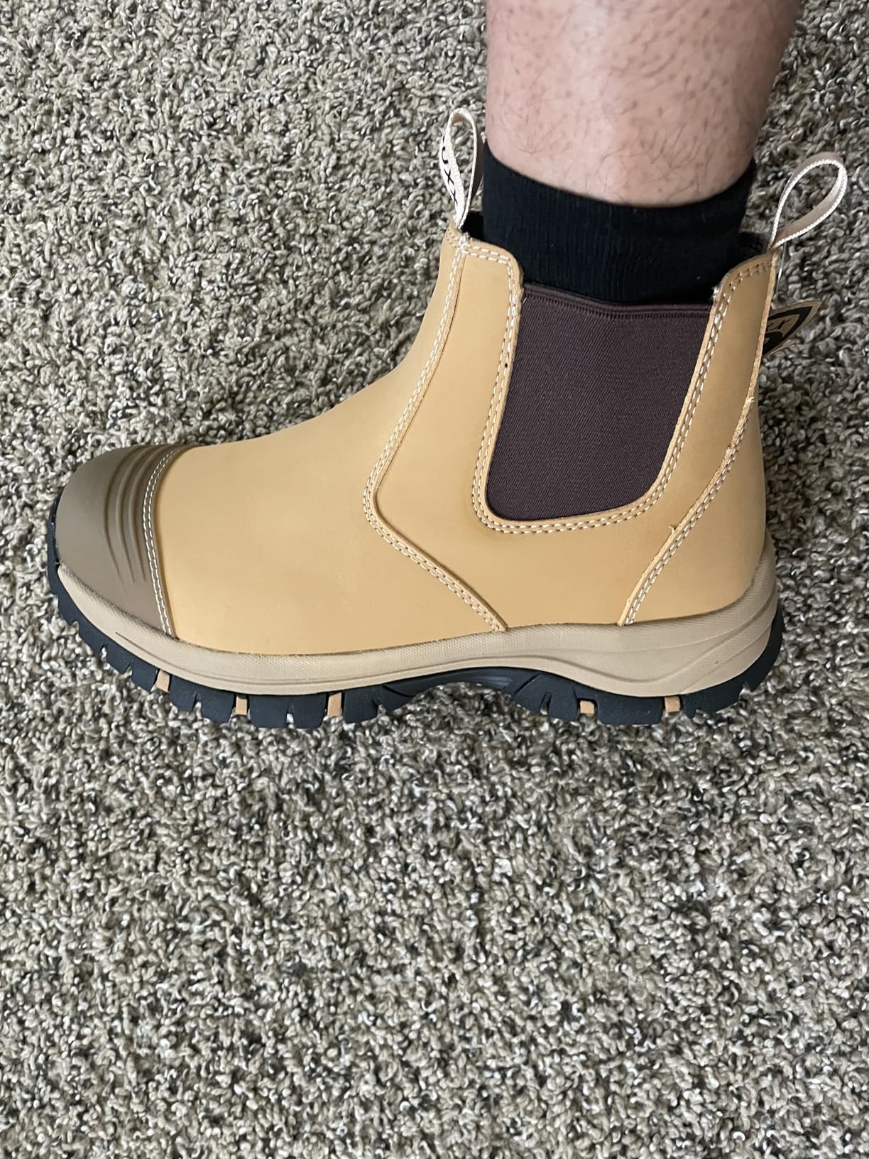 6'' Steel Toe Slip On Work Boots For Men,Chelsea,Waterproof,No Laces customer photo 1