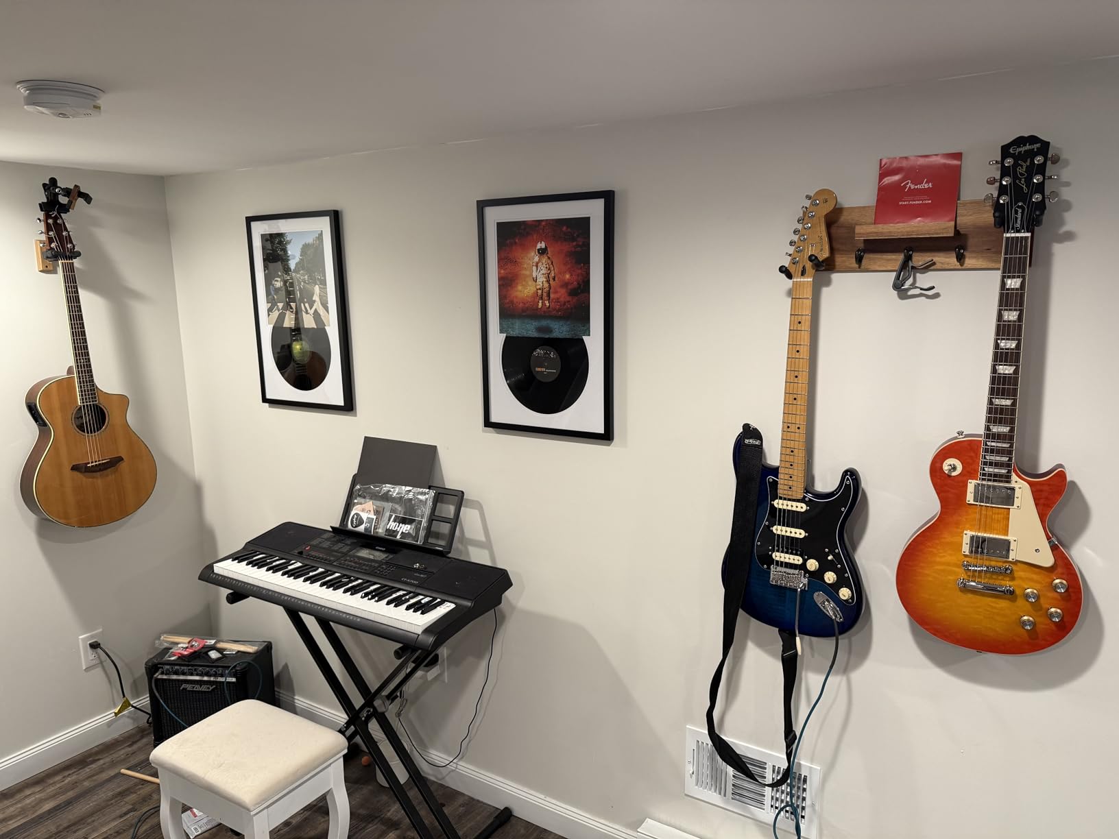 SNIGJAT Guitar Wall Mount with 2 Rotatable Hook, Shelf, and Pick Holder customer photo 2