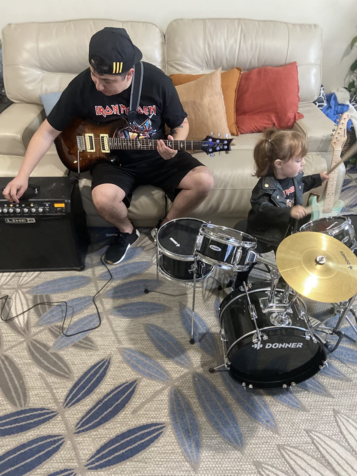 Kids Drum Sets-Donner 5-Piece for Beginners,14 inch Junior Drum Kit, with Adjustable Throne, Cymbal, Hi-Hat, Pedal & Drumstick, Present for Child-Blue customer photo 1