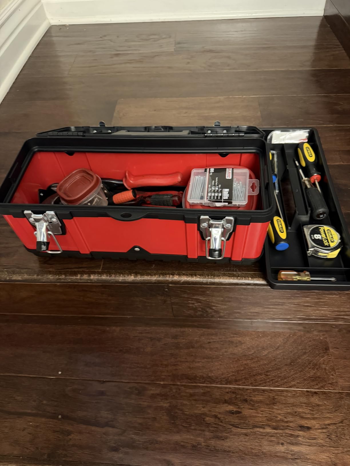 Jack Boss Tool Box 15.5 Inch Small Portable Tool Organizer Box with Built-in Short Non-slip Handle Car Box with Removable tray customer photo 1