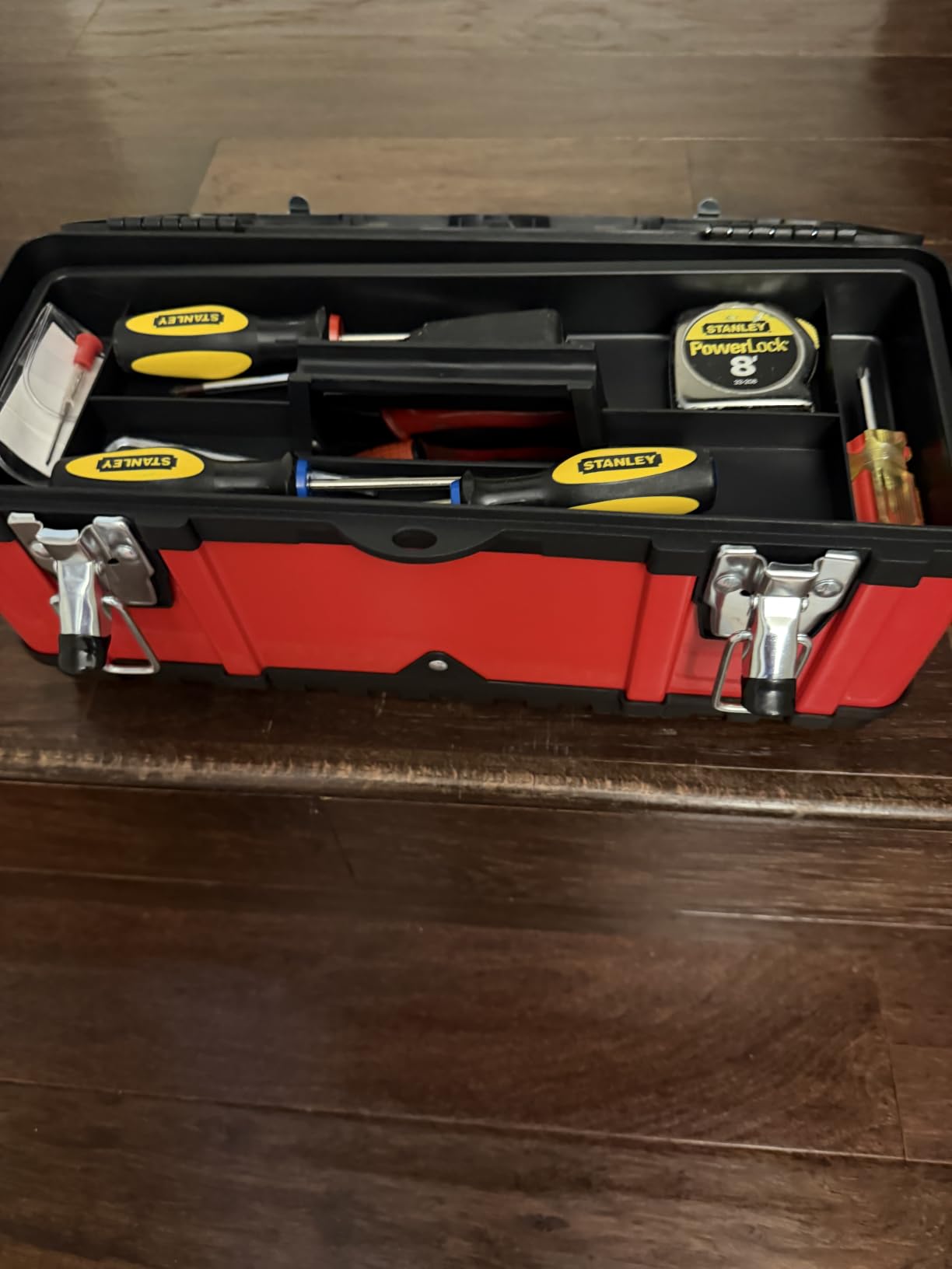 Jack Boss Tool Box 15.5 Inch Small Portable Tool Organizer Box with Built-in Short Non-slip Handle Car Box with Removable tray customer photo 2
