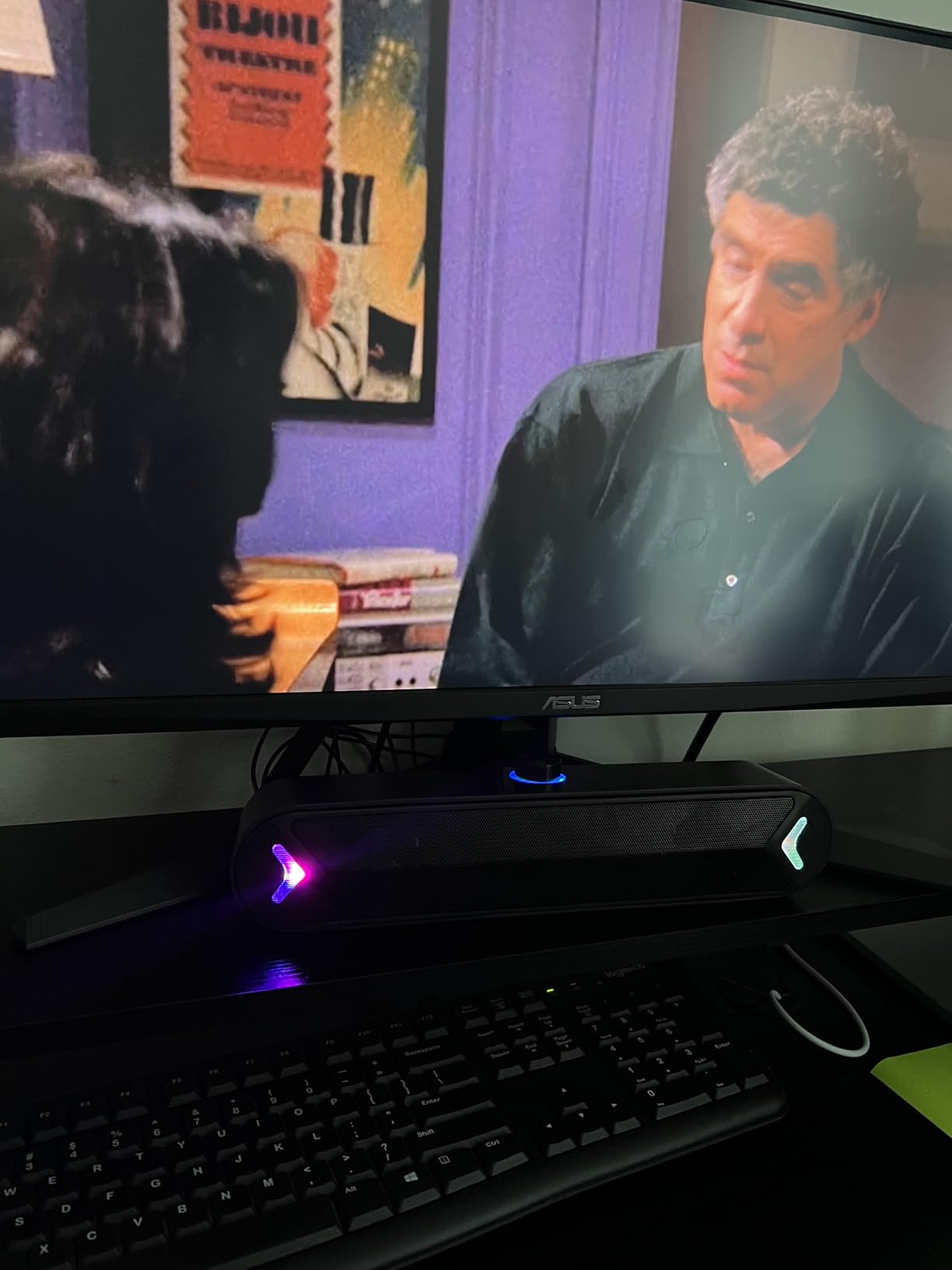 LENRUE Computer Speakers,PC Speakers for Desktop,Wired USB-Powered Sound-bar for Computer with 10W Stereo Sound and Colorful Light,Plug-n-Play (A39PRO /Black) customer photo 1