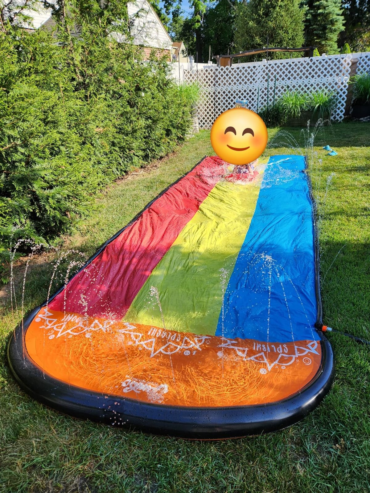 JAMBO Premium Triple Water Slide with 3 Bodyboards, 20Ft Heavy Duty Slip Splash and Slides-Advanced 3-Way Sprinkler System, Splash Pad Mat Backyard Summer Outdoor Water Toys n Long Slides for Kids customer photo 1