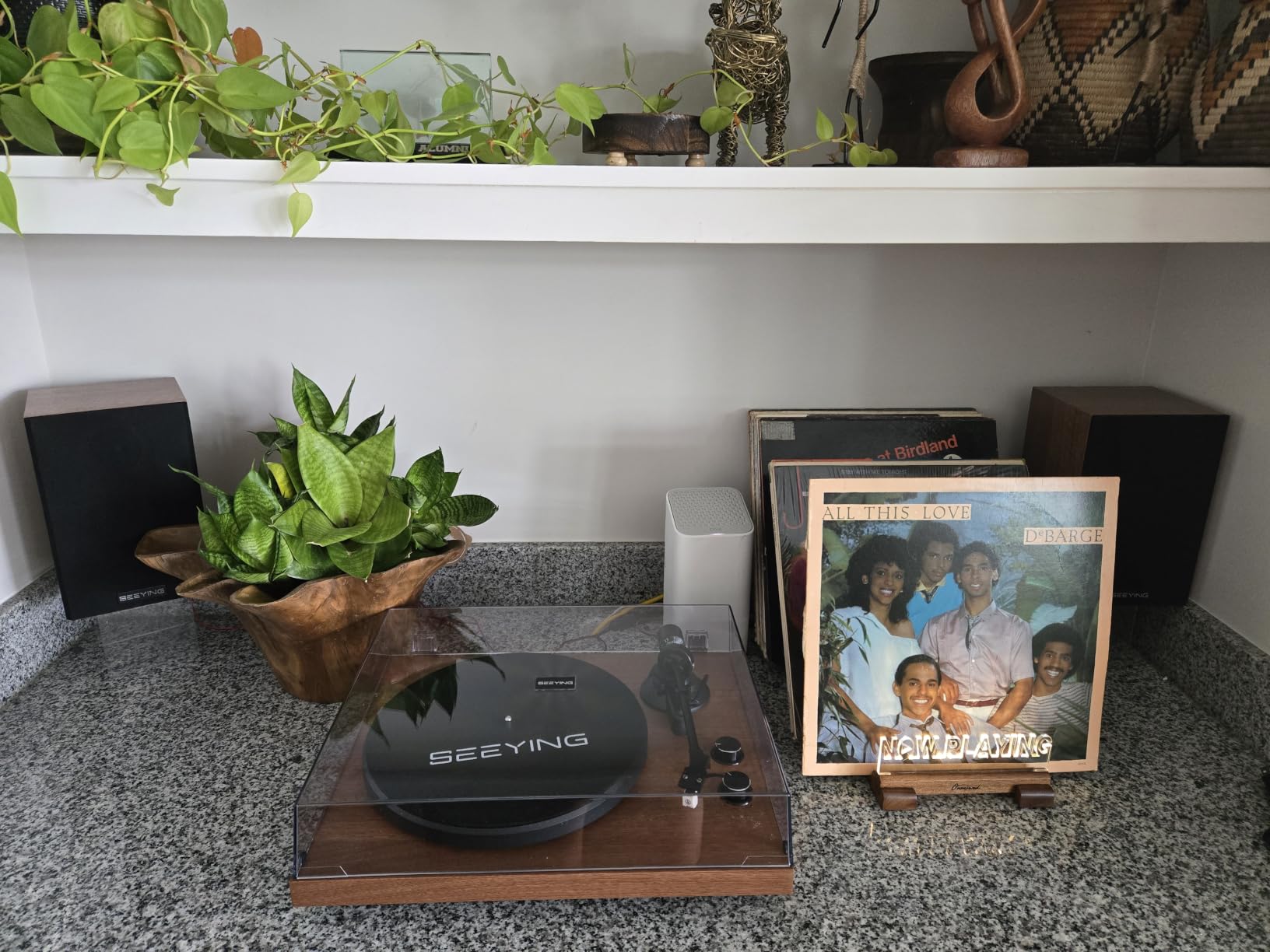 SeeYing Vinyl Record Player with 36 Watt Stereo Bookshelf Speakers customer photo 2