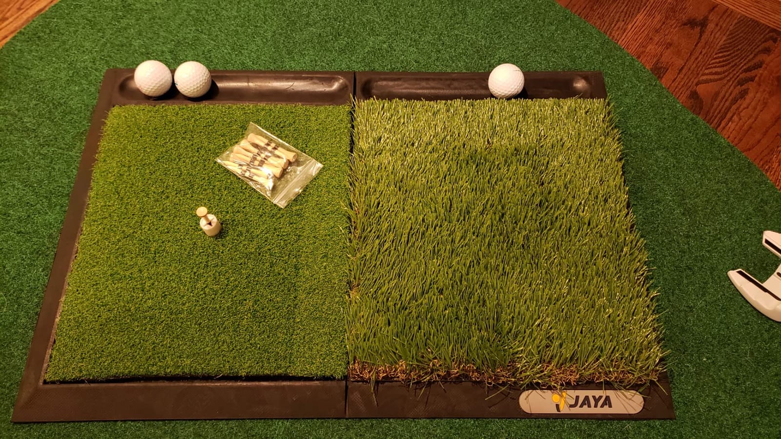 JAYA Golf Hitting Mat with Heavy Rubber Base, Foldable Golf Practice Mat for Indoor & Outdoor Training, Dual Turf Fairway & Rough Grass Mat for Swing, Chipping and Driving Practice customer photo 1