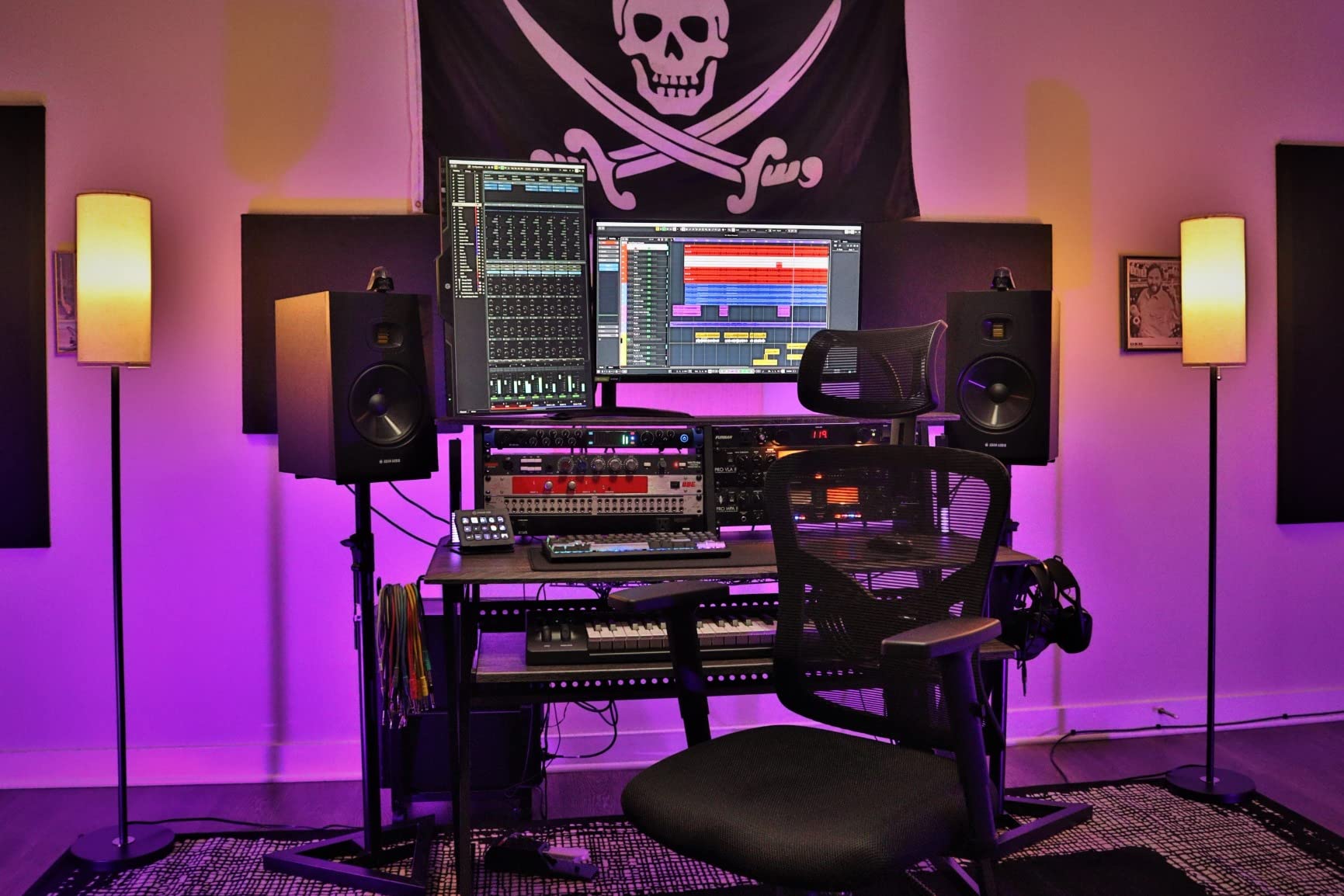 Acme Furniture Rectangular Music Desk Table with Earphone Rack, Natural and Black customer photo 1