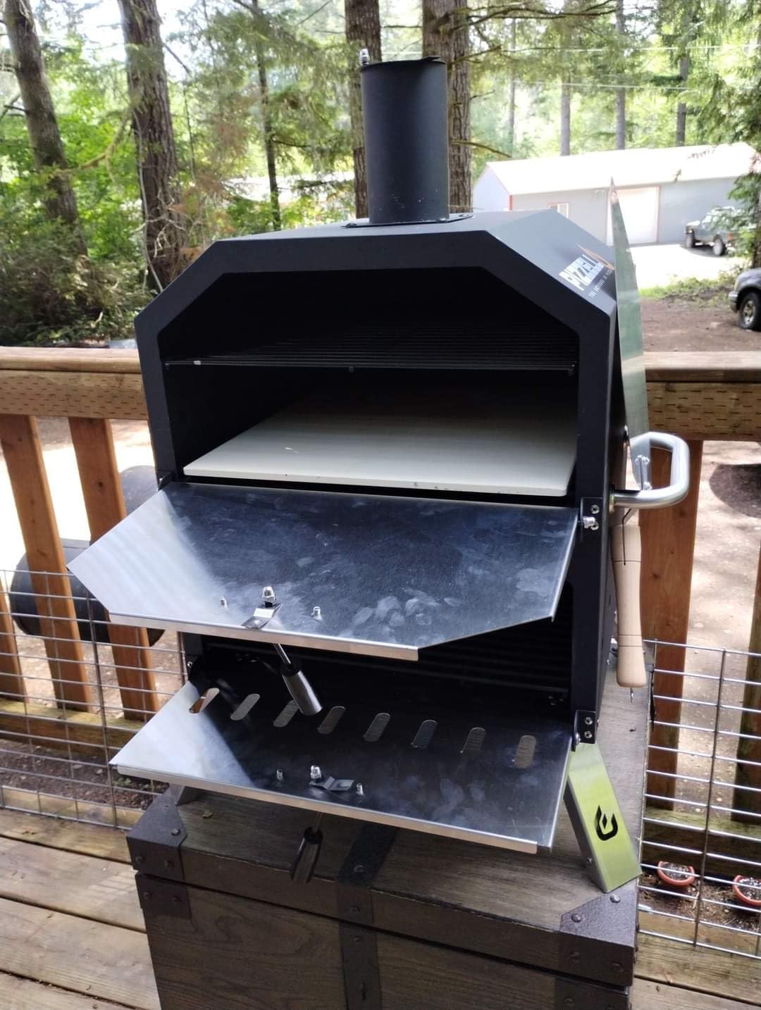 Pizzello Outdoor Pizza Oven Wood Fired 2-Layer Pizza Ovens Outside Pizza Maker with Stone, Pizza Peel, Cover,Removable Cooking Rack for Camping Backyard BBQ (Black) customer photo 1