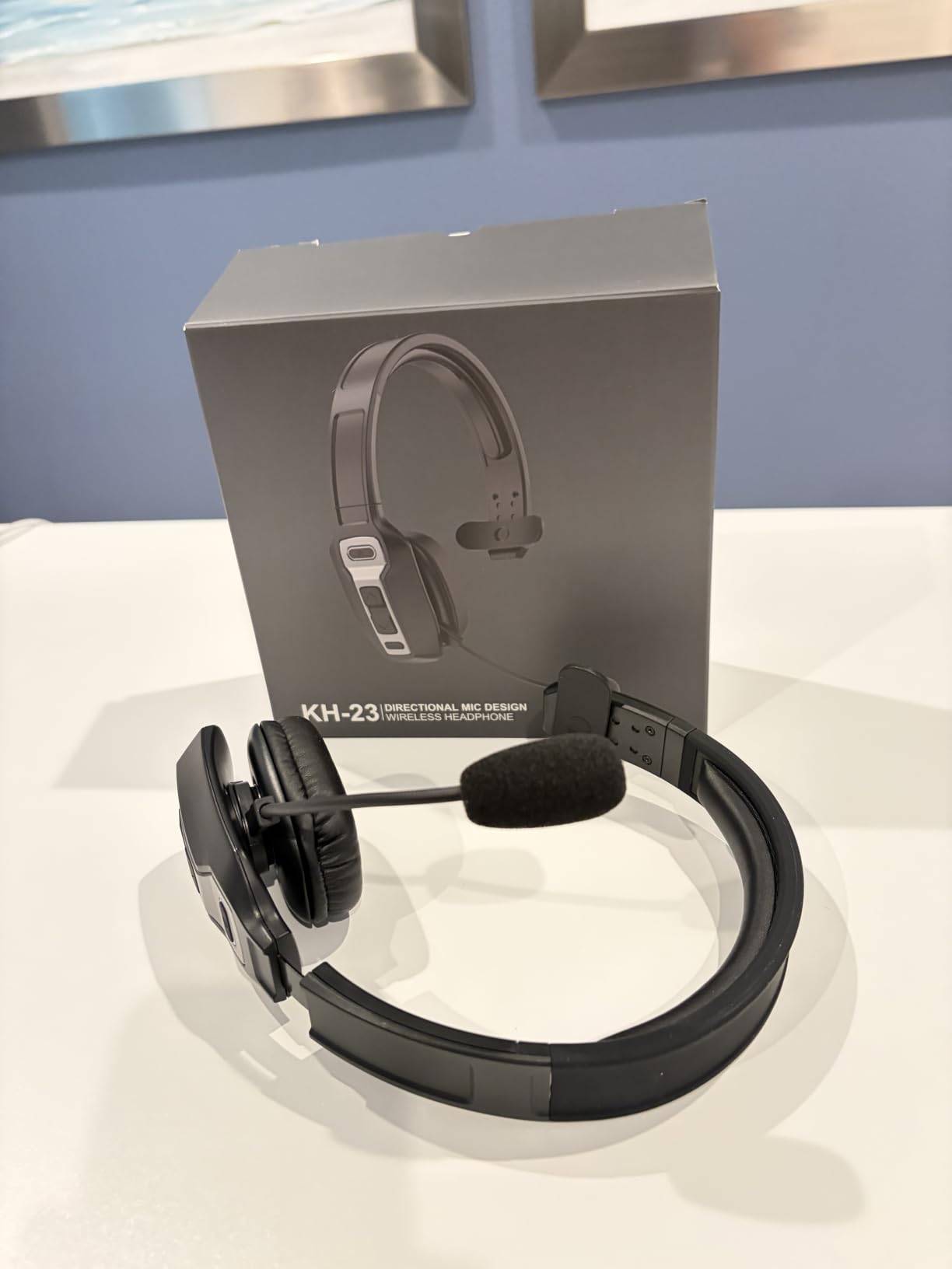 Sarevile Trucker Bluetooth Headset, V5.2 Wireless Headset with Upgraded Microphone AI Noise Canceling, On Ear Bluetooth Headphone with Mute for Driver Office Call Center (Black) customer photo 2