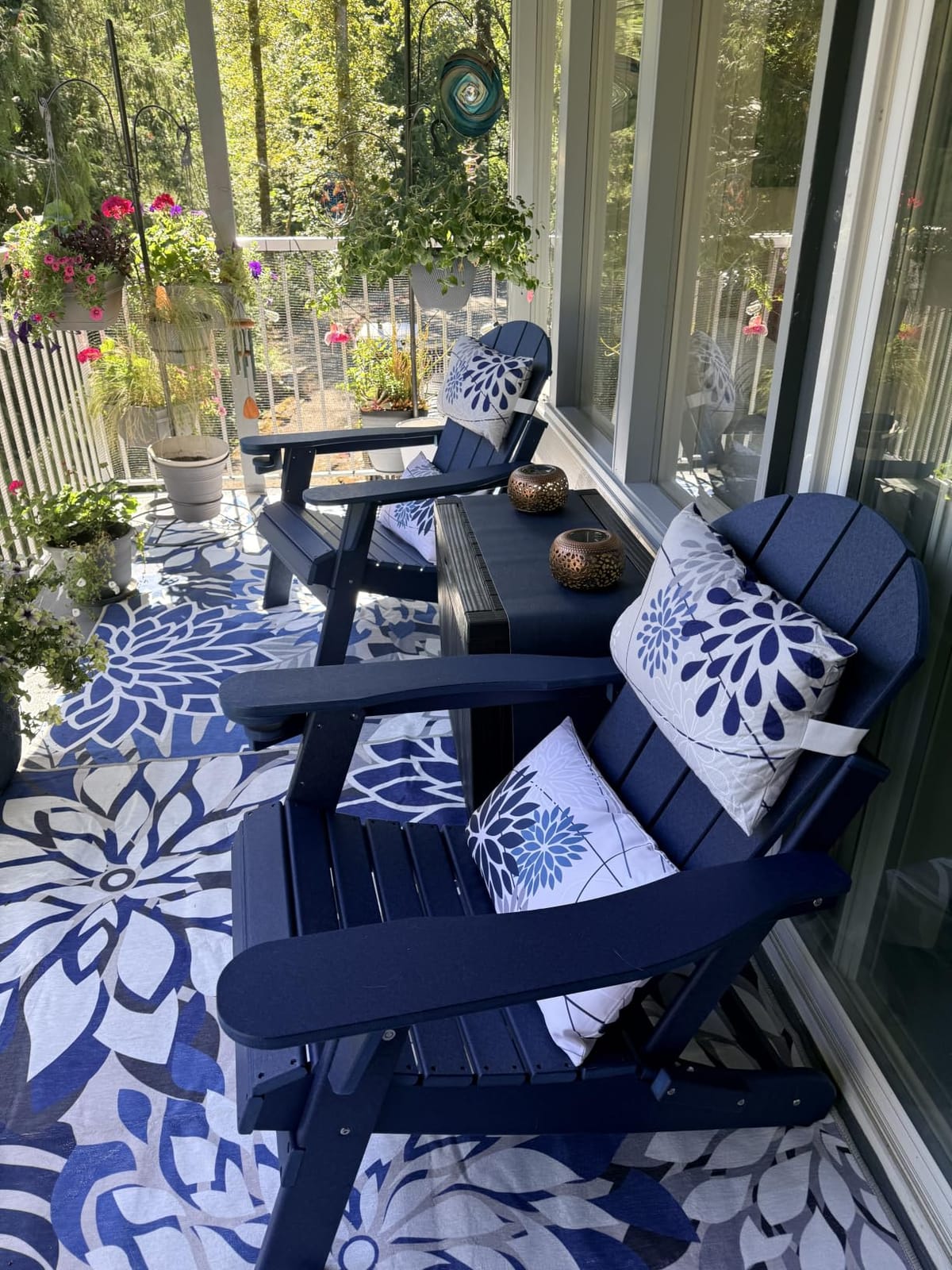 GREENVINES Folding-Adirondack-Chairs Set of 4, HDPE All Weather, Black customer photo 2