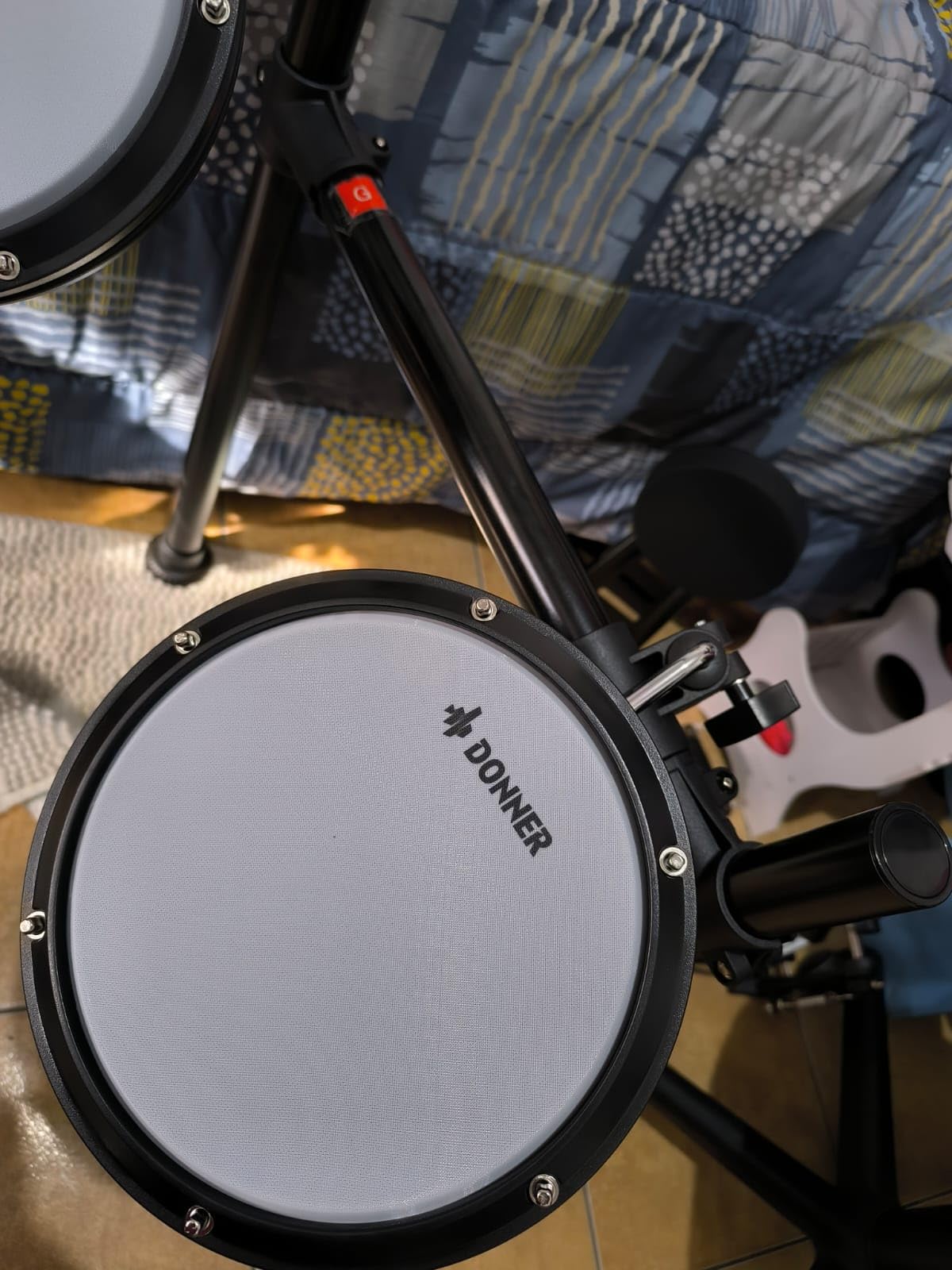 Donner DED-200X Electronic Drum Set, Electric Drum Kit with Quiet Mesh Drum Pads, 2 Cymbals w/Choke, 31 Kits and 450+ Sounds, Throne, Headphones, Sticks, USB MIDI, Melodics Lessons (5 Pads, 4 Cymbals) customer photo 1