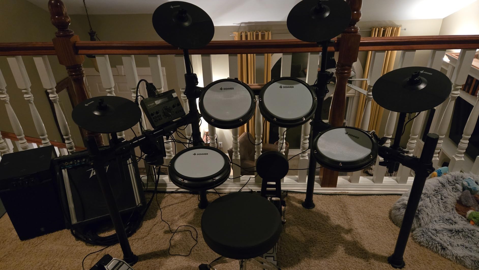 Donner DED-200X Electronic Drum Set, Electric Drum Kit with Quiet Mesh Drum Pads, 2 Cymbals w/Choke, 31 Kits and 450+ Sounds, Throne, Headphones, Sticks, USB MIDI, Melodics Lessons (5 Pads, 4 Cymbals) customer photo 2