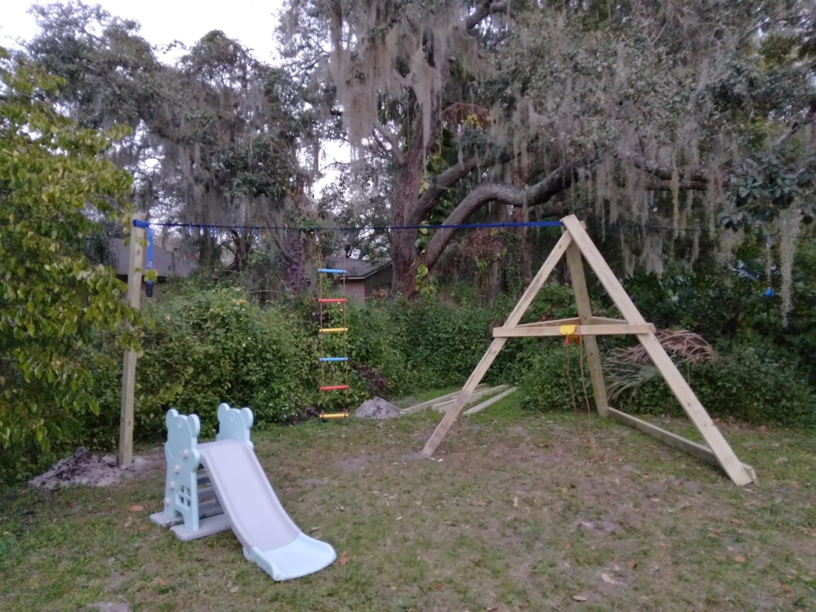 Ninja Warrior Obstacle Course for Kids Backyard-65ft Slackline Kit with 13 Obstacles, Upgraded Quick-Install Buckles No Threading, Install Anywhere, Easy Setup Backyard Playground Set customer photo 1