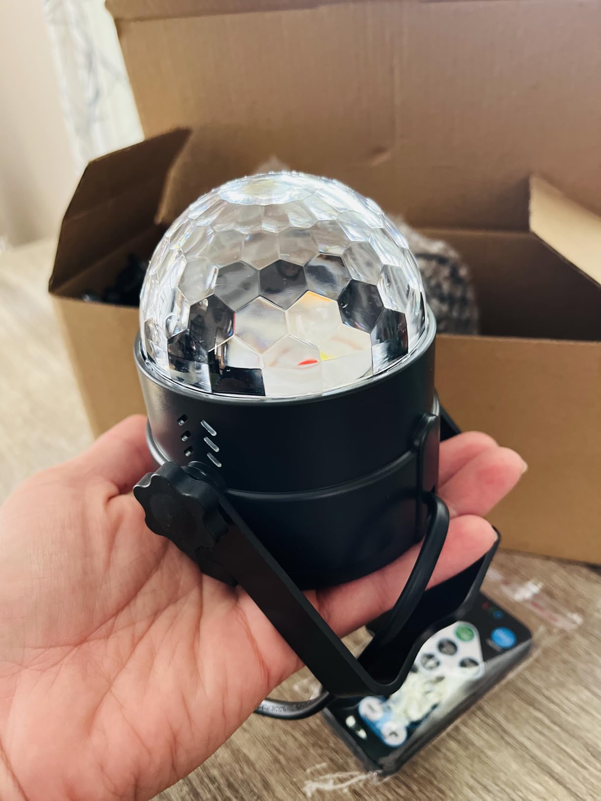 NEQUARE Disco Ball DJ Party Lights Sound Activated with Remote Control Strobe Lamp 7 Modes Stage Light for Home Room Dance Parties Karaoke Halloween Christmas Birthday Decorations[3-Pack] customer photo 2