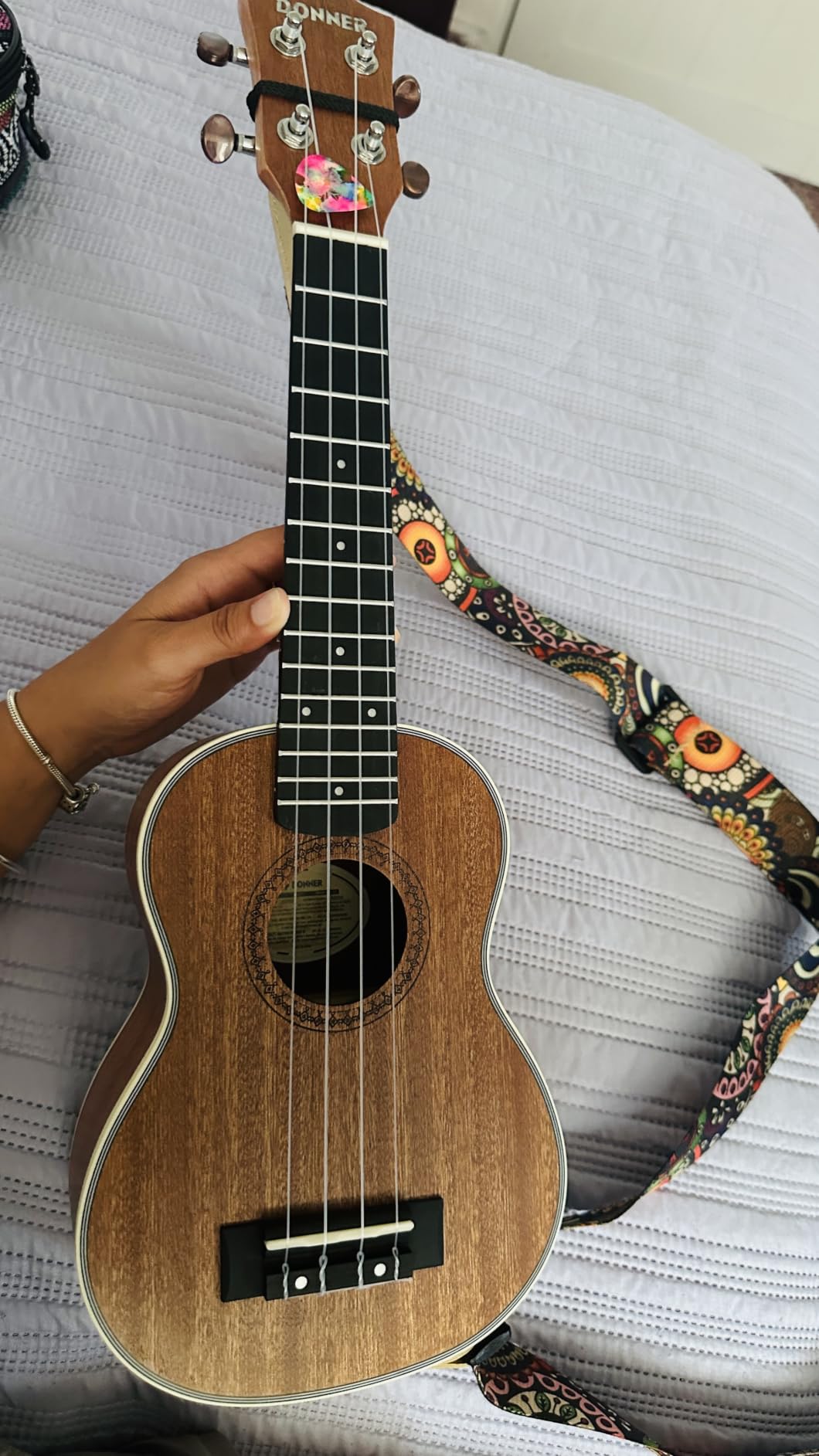Donner Soprano Ukulele Mahogany 21 inch Ukelele Beginner Kit Online Lesson Gig Bag Strap Nylon String Tuner Picks Cloth DUS-1 Ukalalee Set Christmas Gift customer photo 2