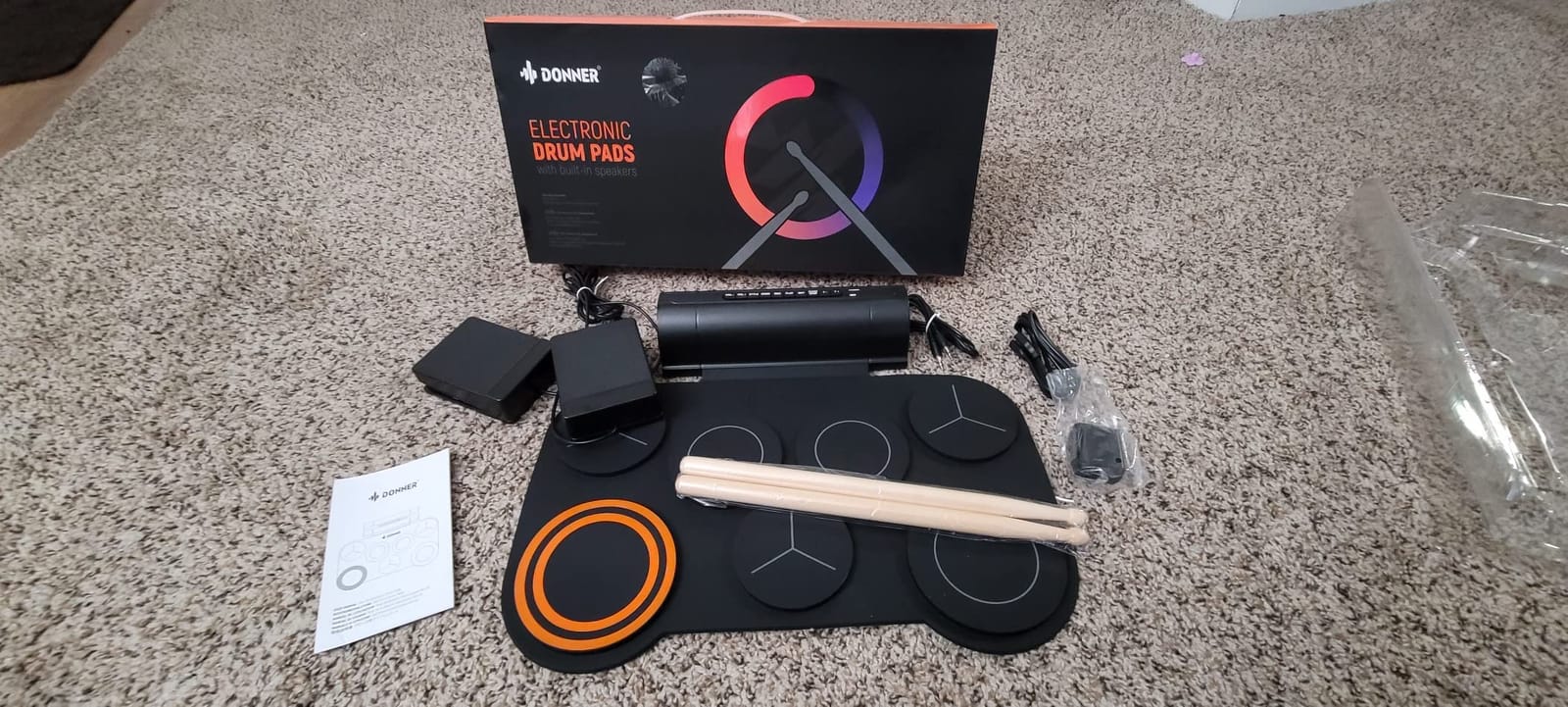 Donner Electronic Drum Set, 7 Pads Electric Drum Pad Roll Up Quiet Drum Pad Built-in Speaker, 40 Drum Lessons Included, Kids Holiday Christmas & Birthday Gift Instrument Toys(DED-20) customer photo 2