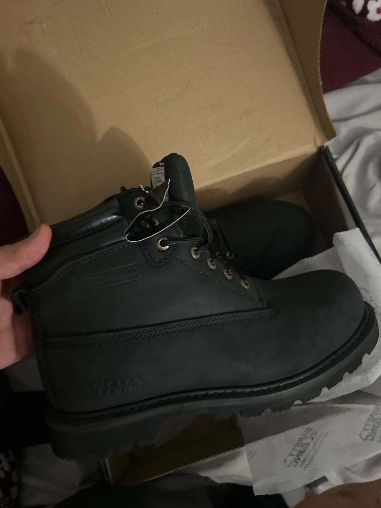 Steel Toe Work Boots for Men, 6-Inch Non Slip Comfortable Leather Waterproof Industrial Construction Safety Workboots customer photo 1