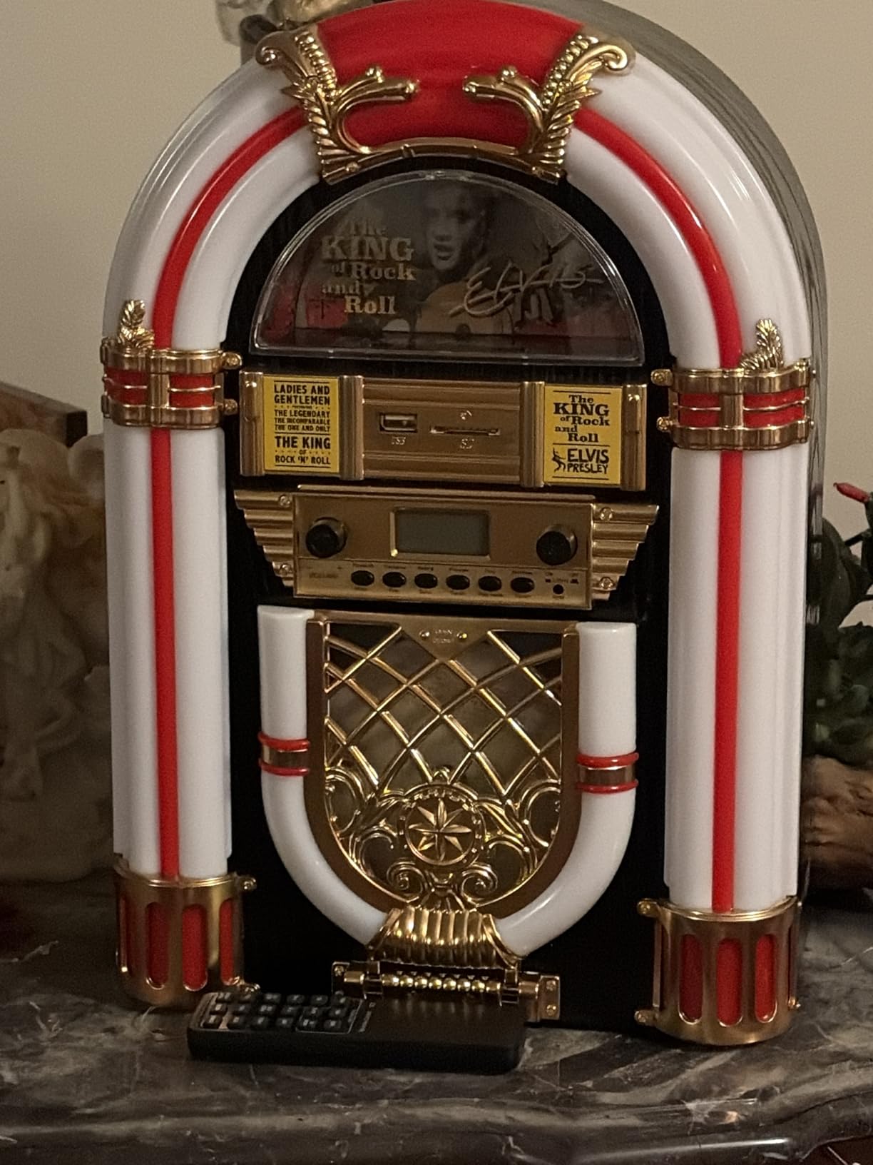 Arkrocket Athena Mini Jukebox/Tabletop CD Player/Bluetooth Speaker/Radio/USB and SD Card Player with Retro LED Lighting System (Yellow Green) customer photo 1