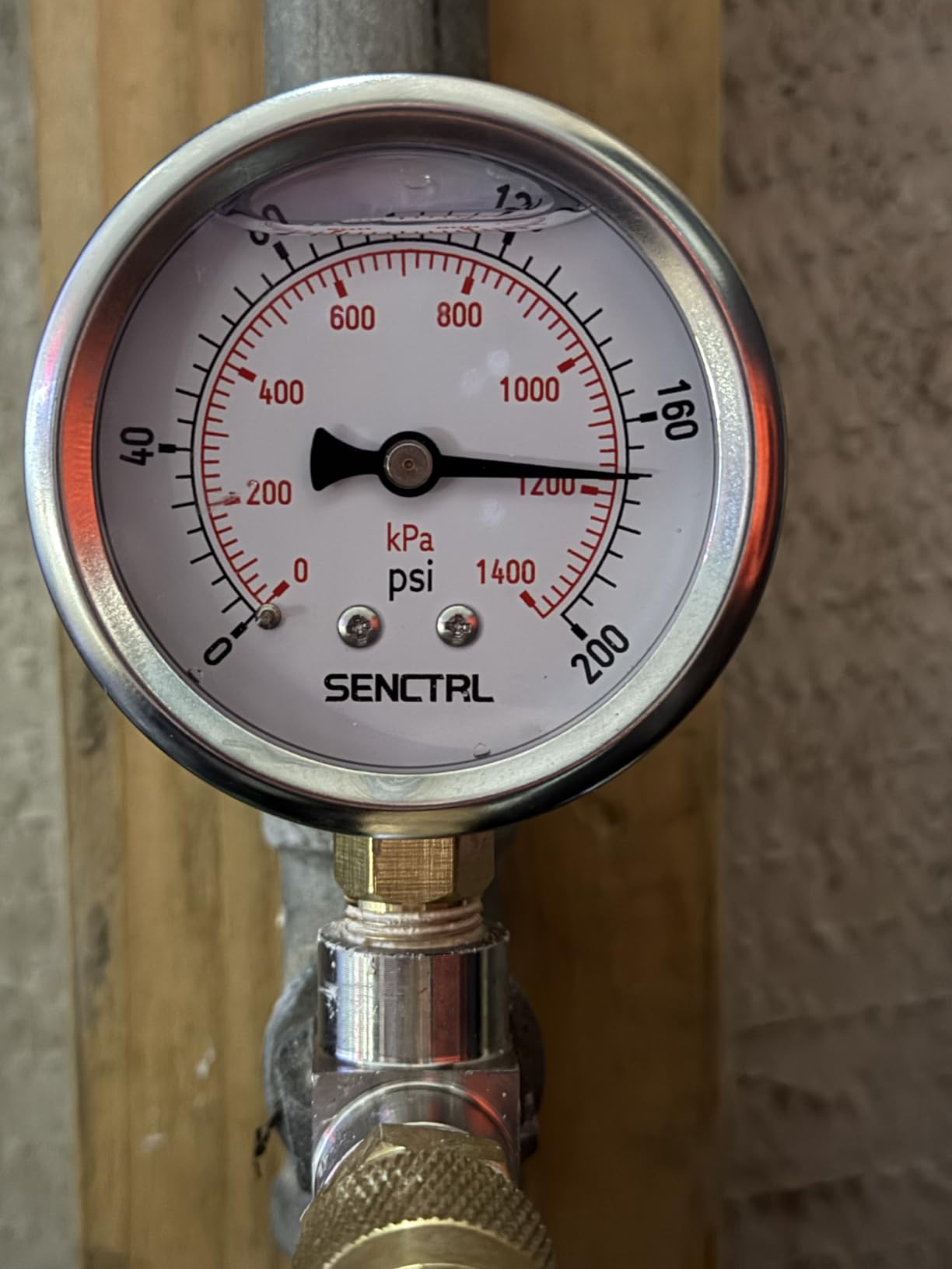 SENCTRL 0-200 Psi Liquid Filled Pressure Gauge, 1/4