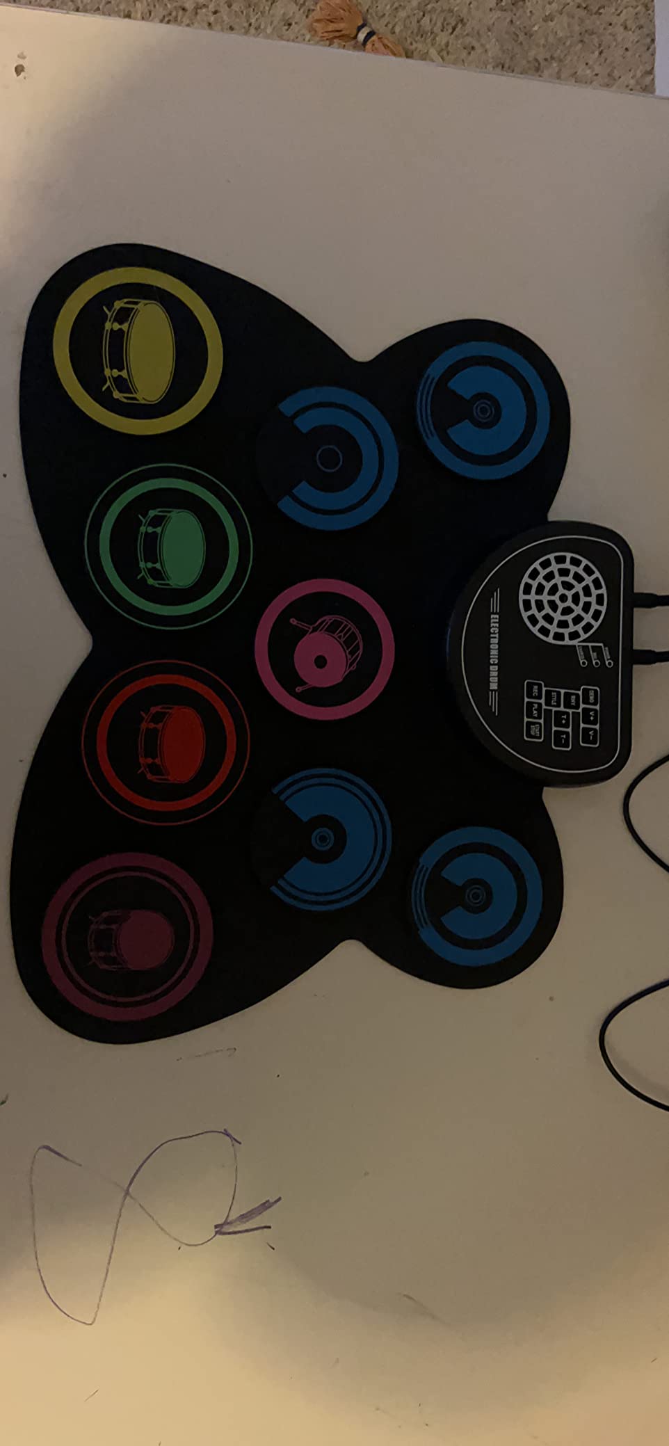 Electric Drum Set, 9 Drum Practice Pad, Roll-up Electronic Drum Pad with Headphone Jack Built-in Speaker Drum Sticks Foot Pedals, Gift for Kids customer photo 2