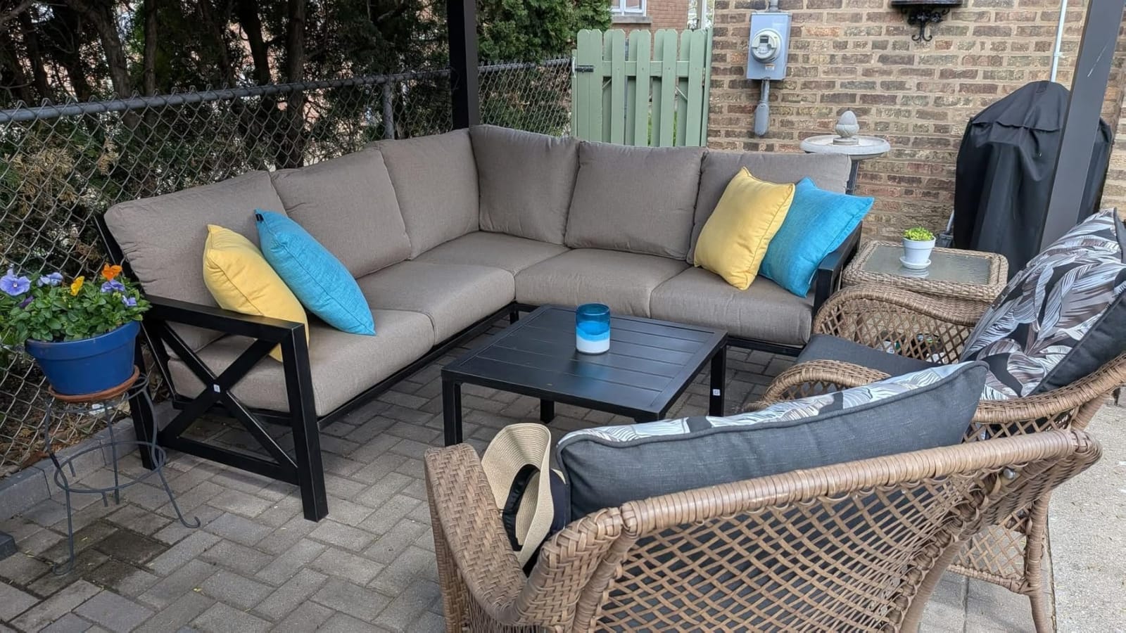 6 Pieces Patio Furniture Sets, L Shape Outdoor Sectional Sofa, Beige customer photo 2