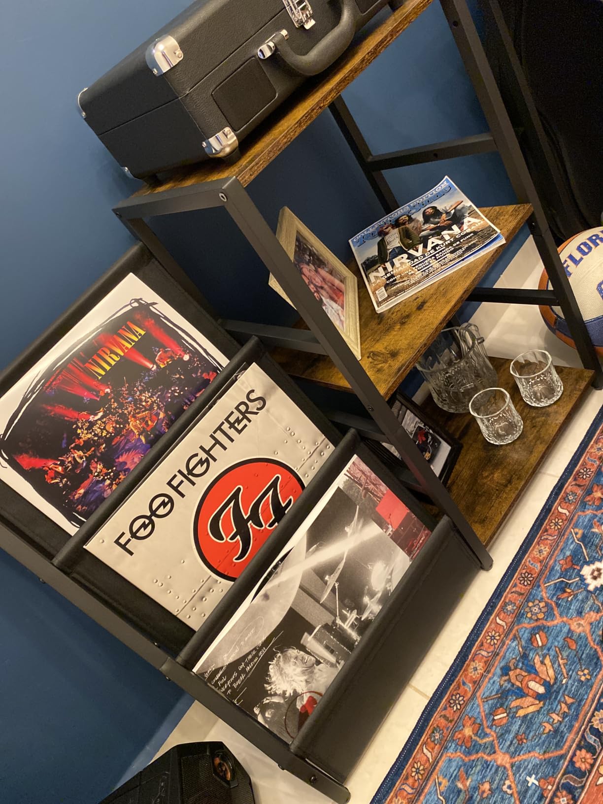Bikoney Record Player Stand, Turntable Stand with 3-Tier Vinyl Record Storage, Record Player Table 200 Albums, End Table with Vinyl Display Holder Shelf, Record Player Cabinet Media Console for Stereo customer photo 2