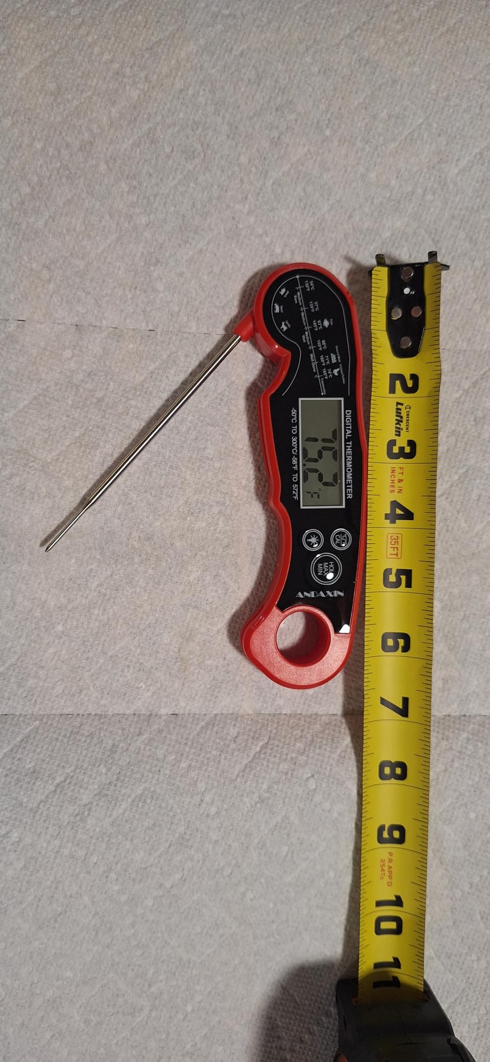 Meat Thermometer Digital for Grilling and Cooking - ANDAXIN Waterproof Ultra-Fast Instant Read Food thermometers with Backlight & Calibration for Kitchen, Deep Fry, BBQ, Grill(Red/Black), LCD customer photo 1