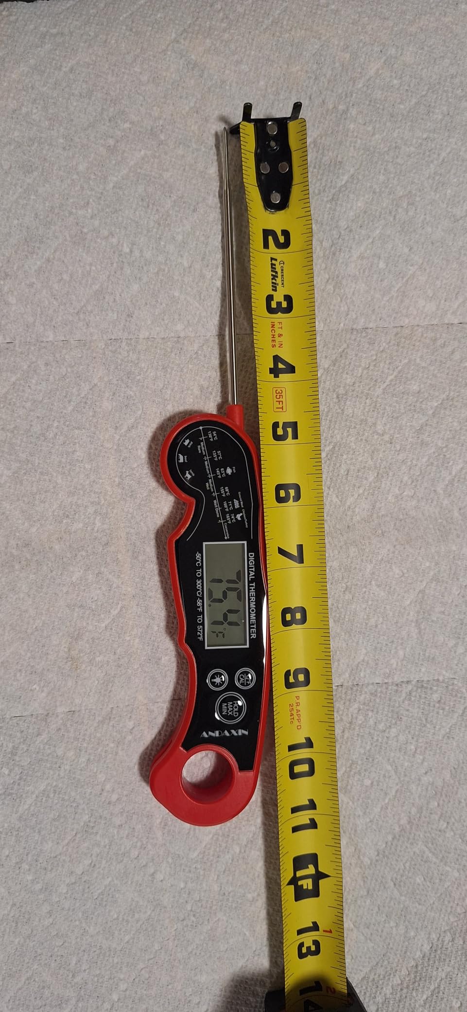 Meat Thermometer Digital for Grilling and Cooking - ANDAXIN Waterproof Ultra-Fast Instant Read Food thermometers with Backlight & Calibration for Kitchen, Deep Fry, BBQ, Grill(Red/Black), LCD customer photo 2