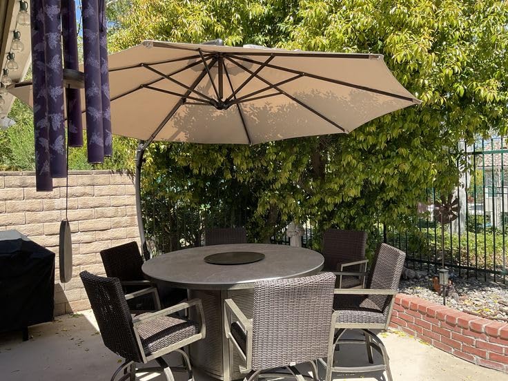 LAUSAINT HOME Outdoor Patio Umbrella with Base, 11 FT Deluxe Curvy Cantilever Umbrella Heavy Duty Offset Hanging Umbrella with 360° Rotation for Market, Pool, Garden, Backyard, Deck (Turquoise Blue) customer photo 1