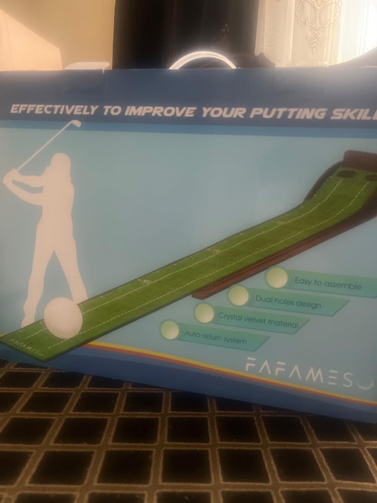 Golf Putting Mat, Putting Green Indoor with Ball Return - Golf Gifts for Men Christmas, Golf Training Aid for Home Office, Portable Putting Training Mat for Men customer photo 2