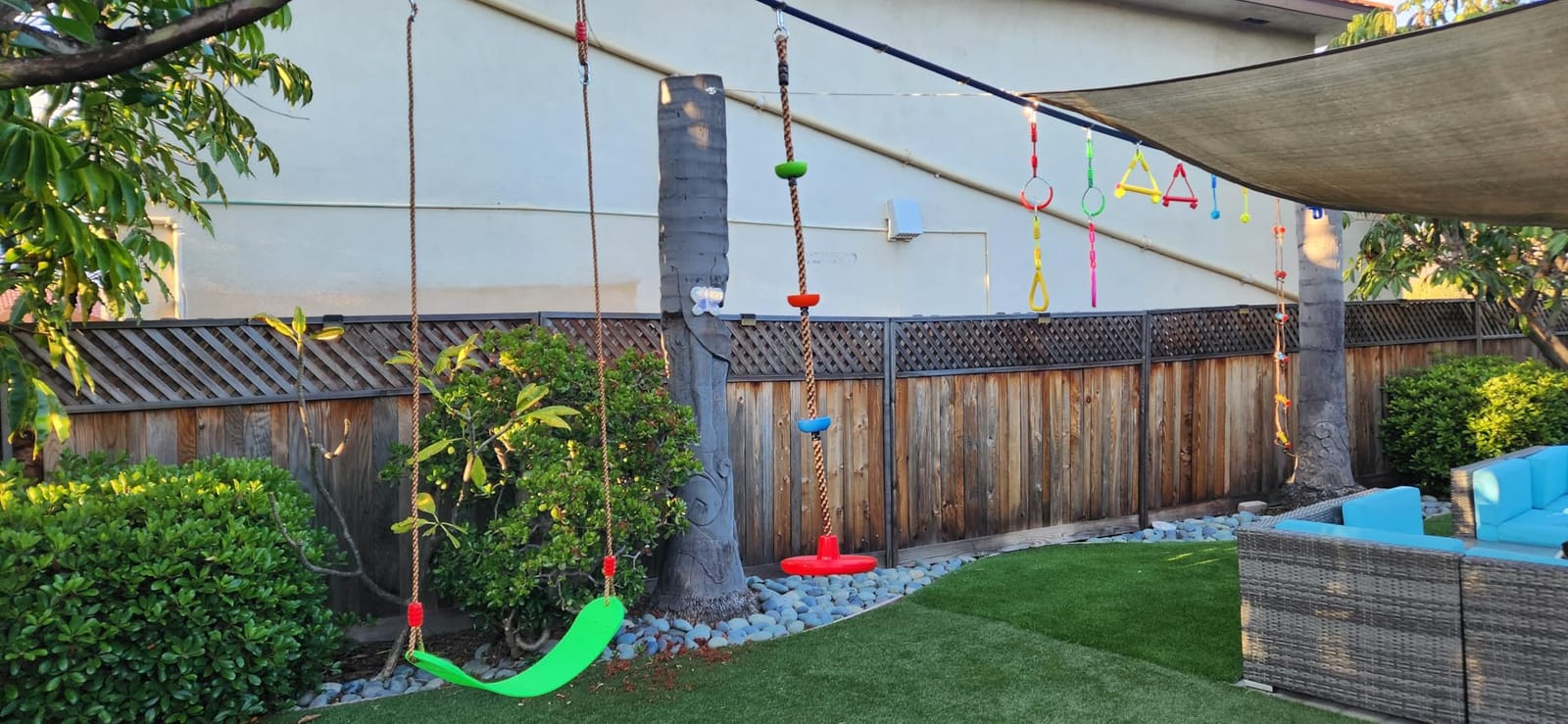 Ninja Warrior Obstacle Course for Kids Outside-Ninja Slackline 52ft with 11 Durable Obstacles-Climbing Net,Wheel, Warrior Gymnastics & Monkey Bars,Slack Lines for Backyard for Kids. customer photo 1