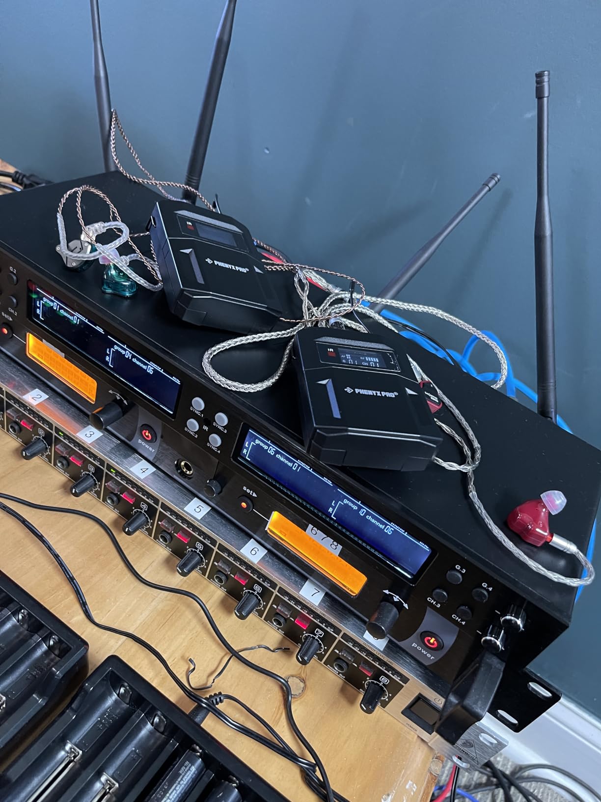 Phenyx Pro 4-Channel UHF Mono Wireless in Ear Monitor System PTM-33-4B | 4 Bodypacks, 4 x 25 Frequencies, 164 ft Range, Singers, Musicians, Bands, Live Stage, Worship customer photo 1