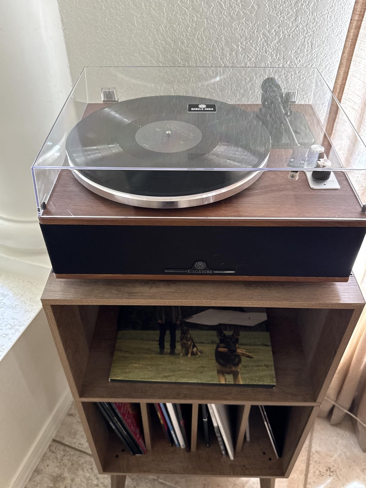 ANGELS HORN Bluetooth Vinyl Record Player with Built-in Speakers, AT-3600L customer photo 2