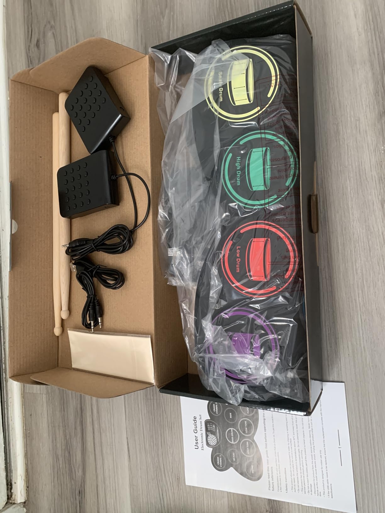 Electronic Drum Set, Marrilley 9 Drum Practice Pad with Headphone Jack, Roll-up Pad Machine Built-in Speaker Drum Pedals Sticks 10 Hours Playtime, Great Holiday Xmas Birthday Gift for Kids customer photo 1