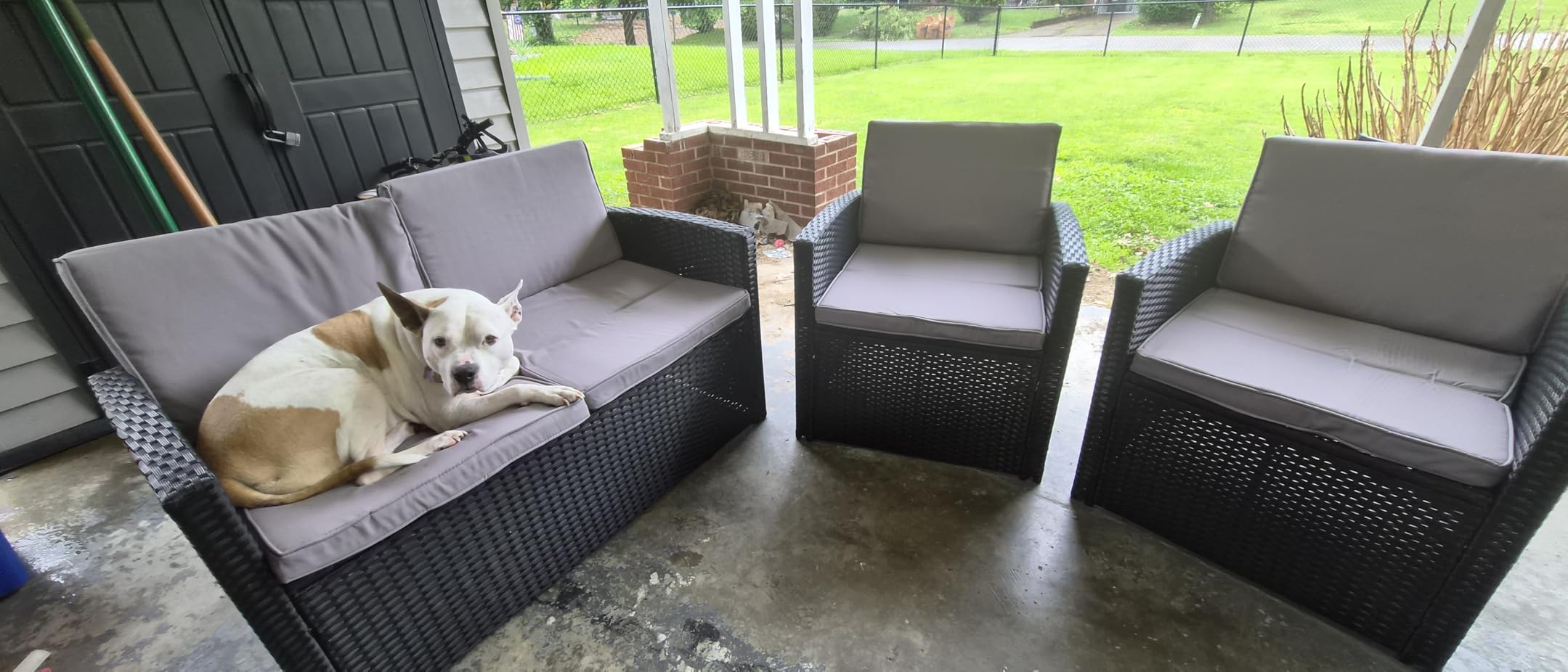 KROFEM 4 Piece Patio Furniture Set, Outdoor Wicker Conversation Set customer photo 2