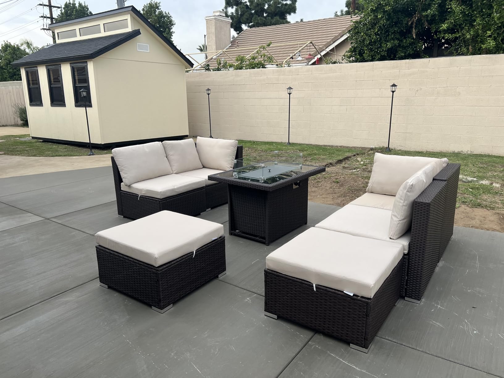 NICESOUL 8 Person Outdoor Patio Furniture Set, Extra Large Wicker Sectional Sofa with Ottoman, All-Weather Wide and Deep Seating Conversations for Outside Garden, 29.3'' High Back Comfy Couches,Grey customer photo 1